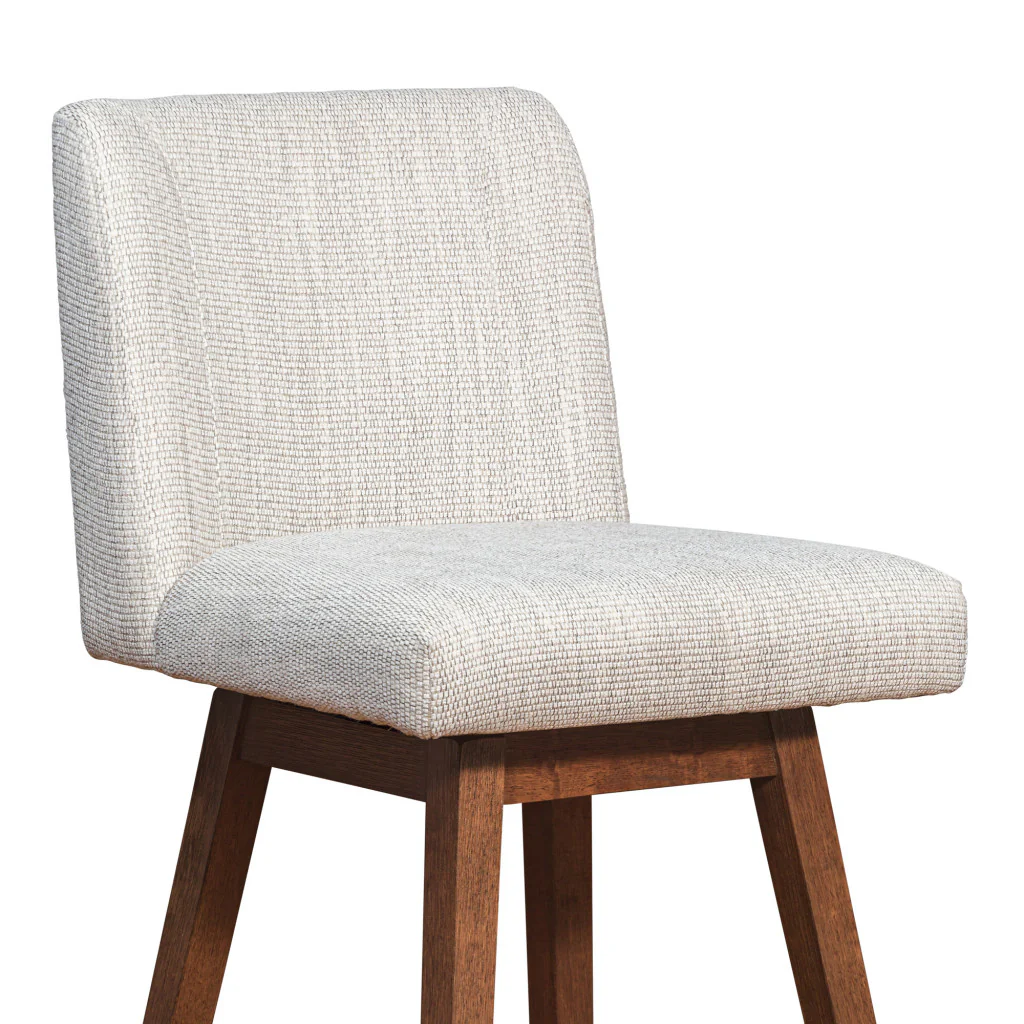 Beige and Wood Brown Solid Wood Bar Height Swivel Bar Chair By Homeroots - Image 8