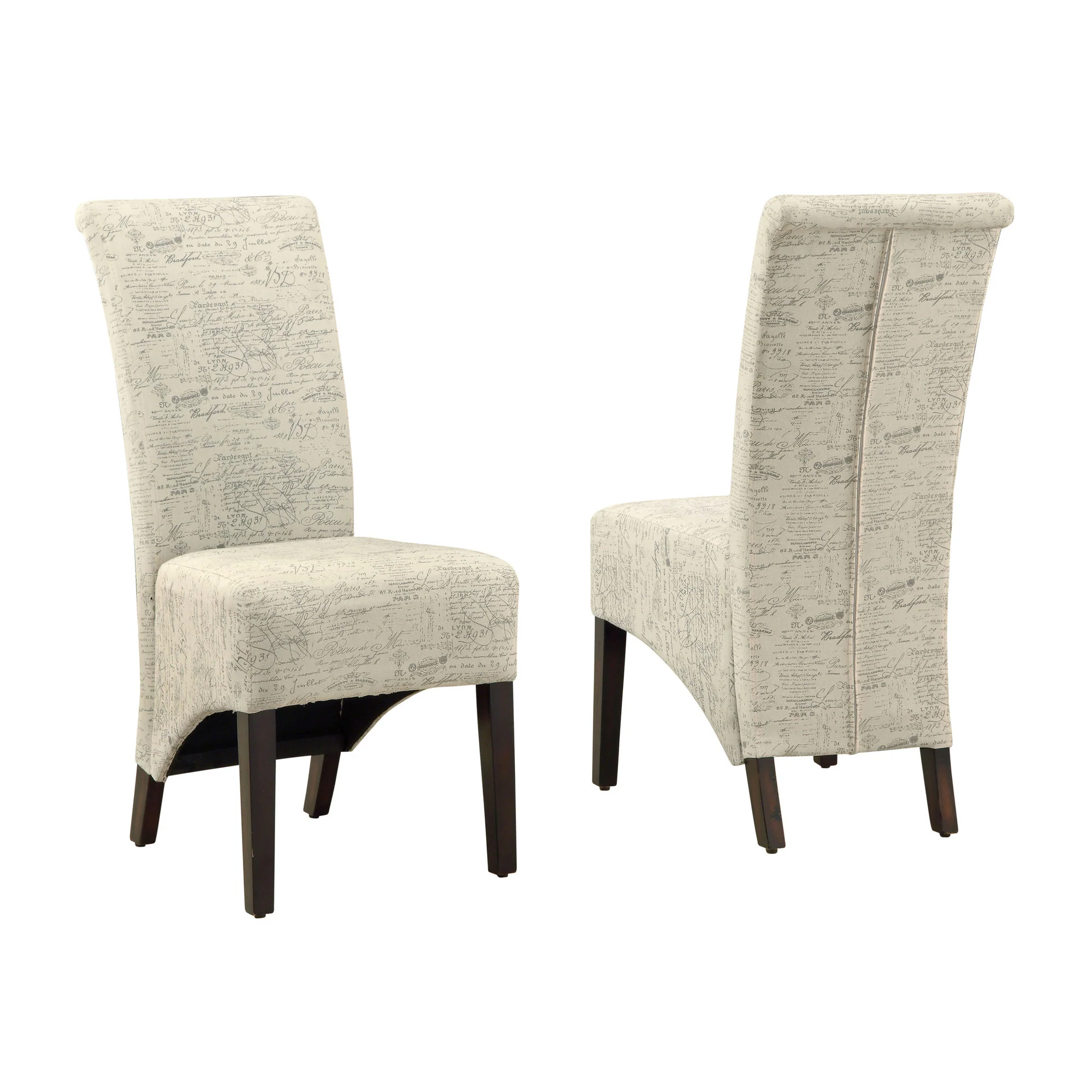 Beige Cappuccino Foam Particle Board Solid Wood Linen Dining Chairs 2Pcs By Homeroots - Image 2