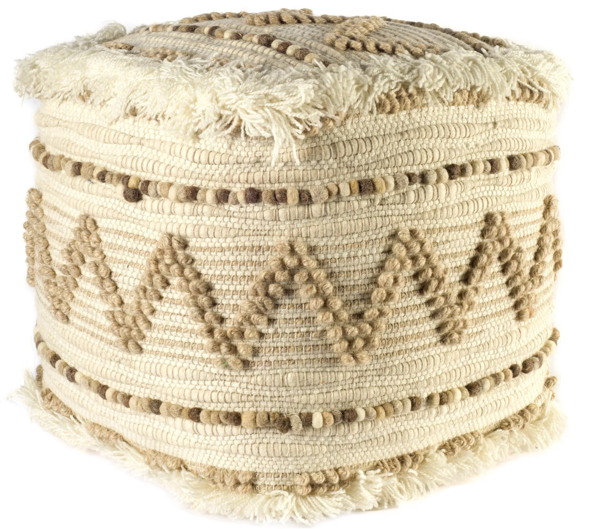 Beige Cotton Blend Ottoman By Homeroots - Image 3