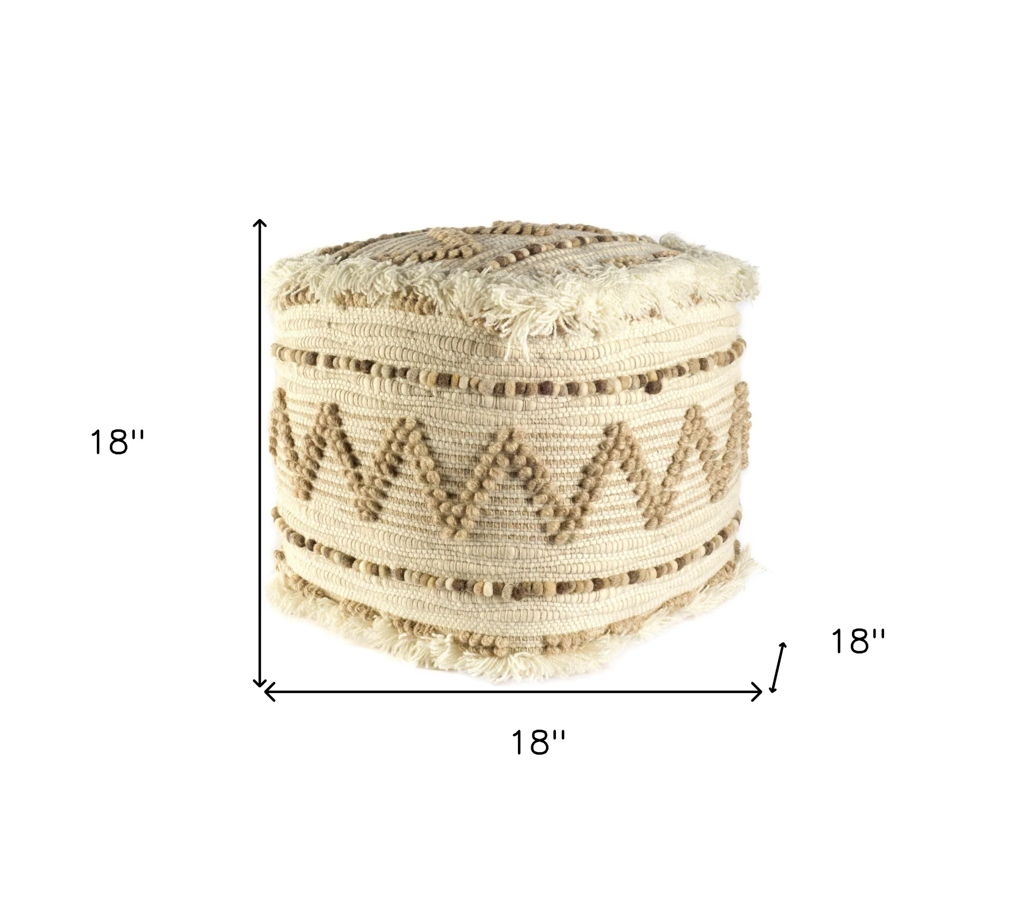 Beige Cotton Blend Ottoman By Homeroots - Image 6