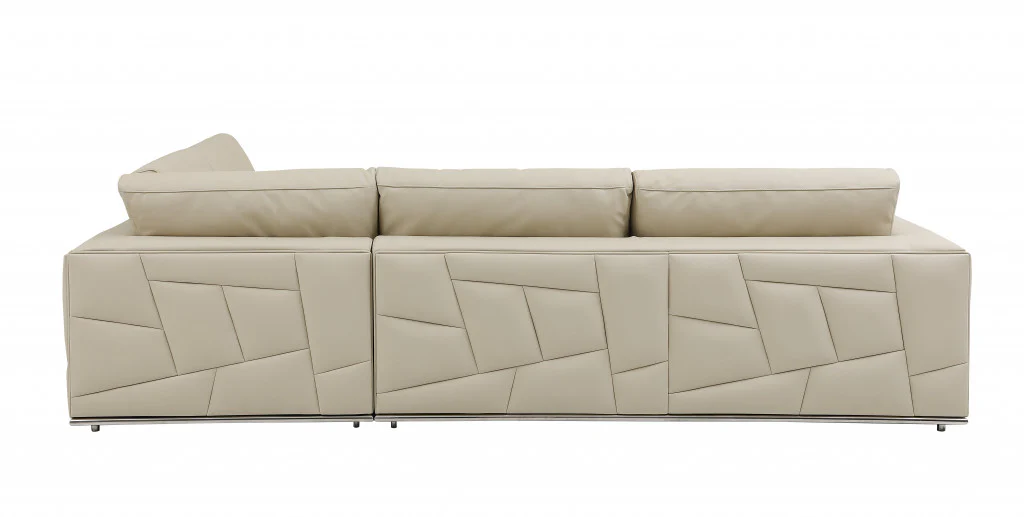 Beige Deco Tufted Italian Leather Modular L Shape Two Piece Corner Sectional By Homeroots - Image 3