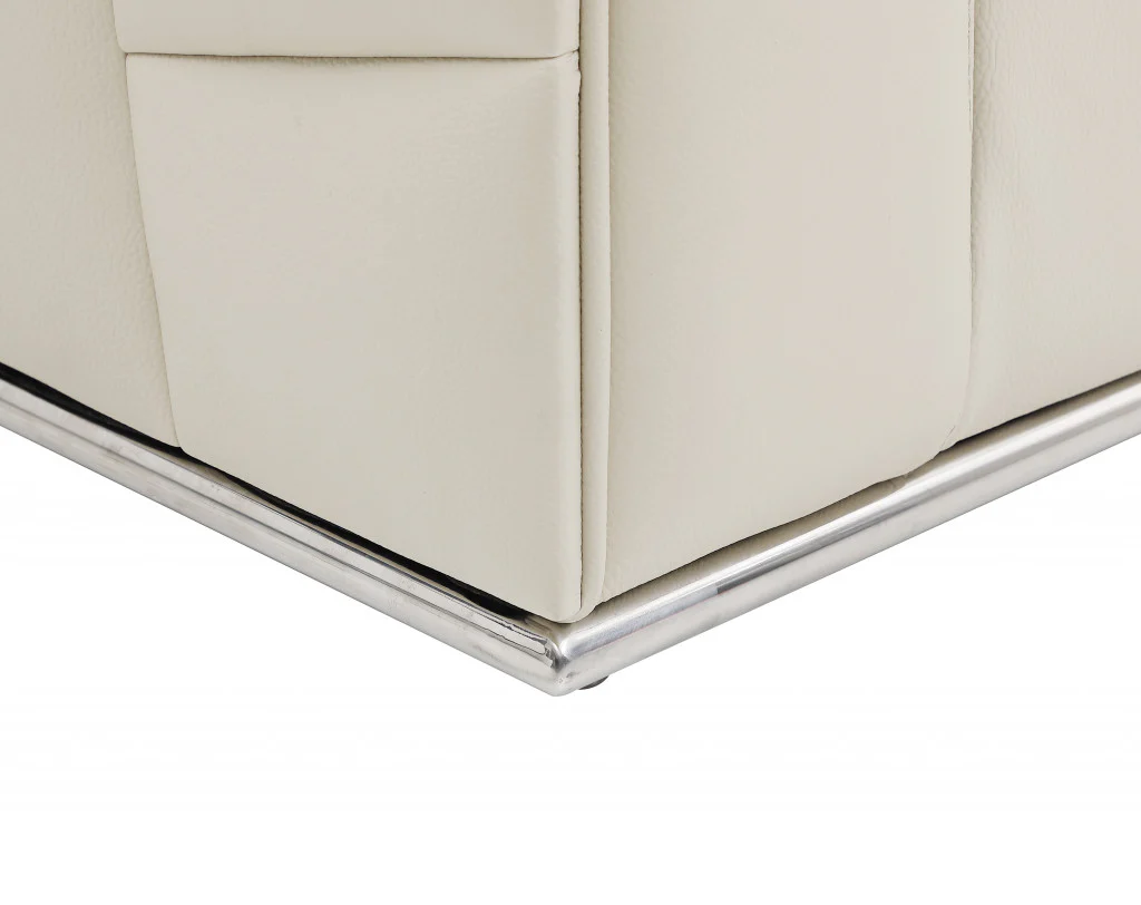 Beige Deco Tufted Italian Leather Modular L Shape Two Piece Corner Sectional By Homeroots - Image 5