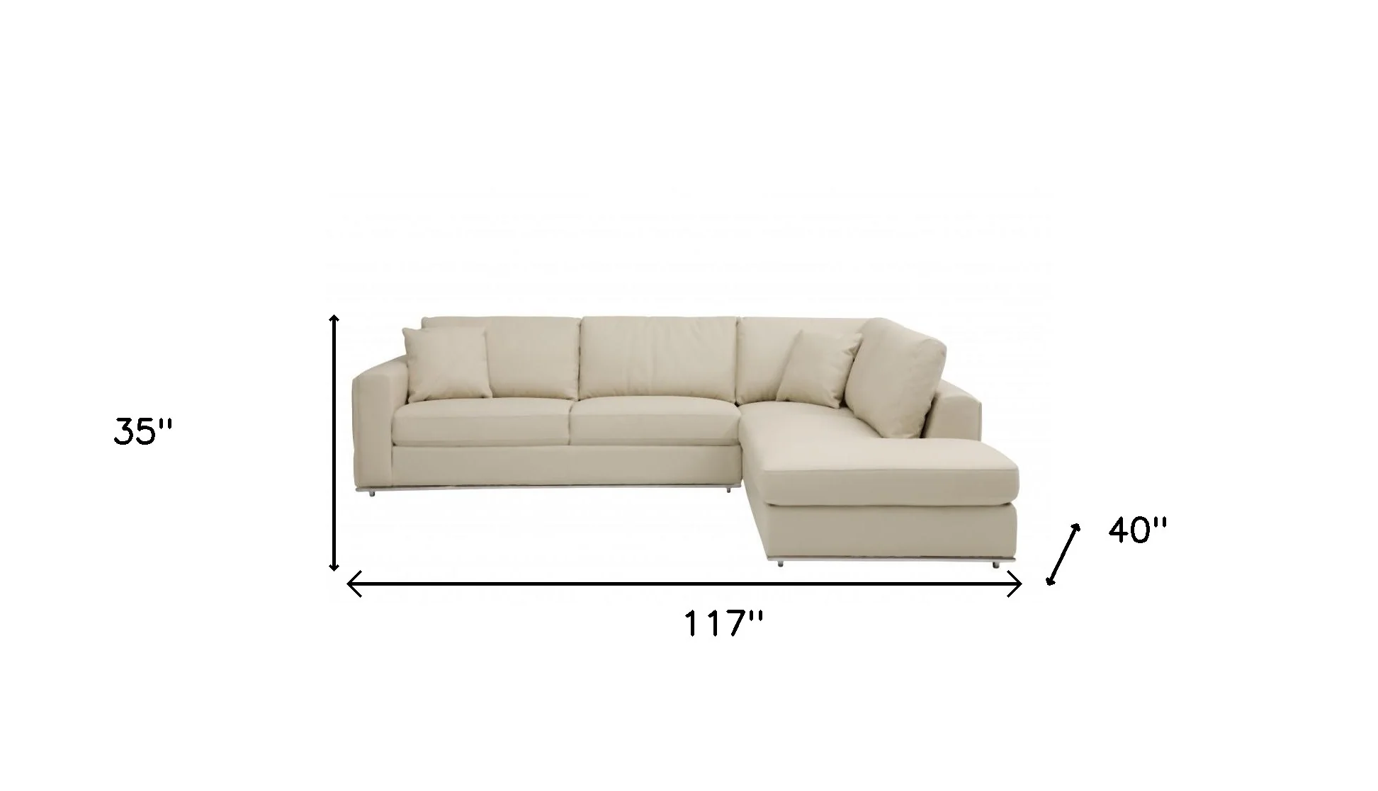 Beige Deco Tufted Italian Leather Modular L Shape Two Piece Corner Sectional By Homeroots - Image 7