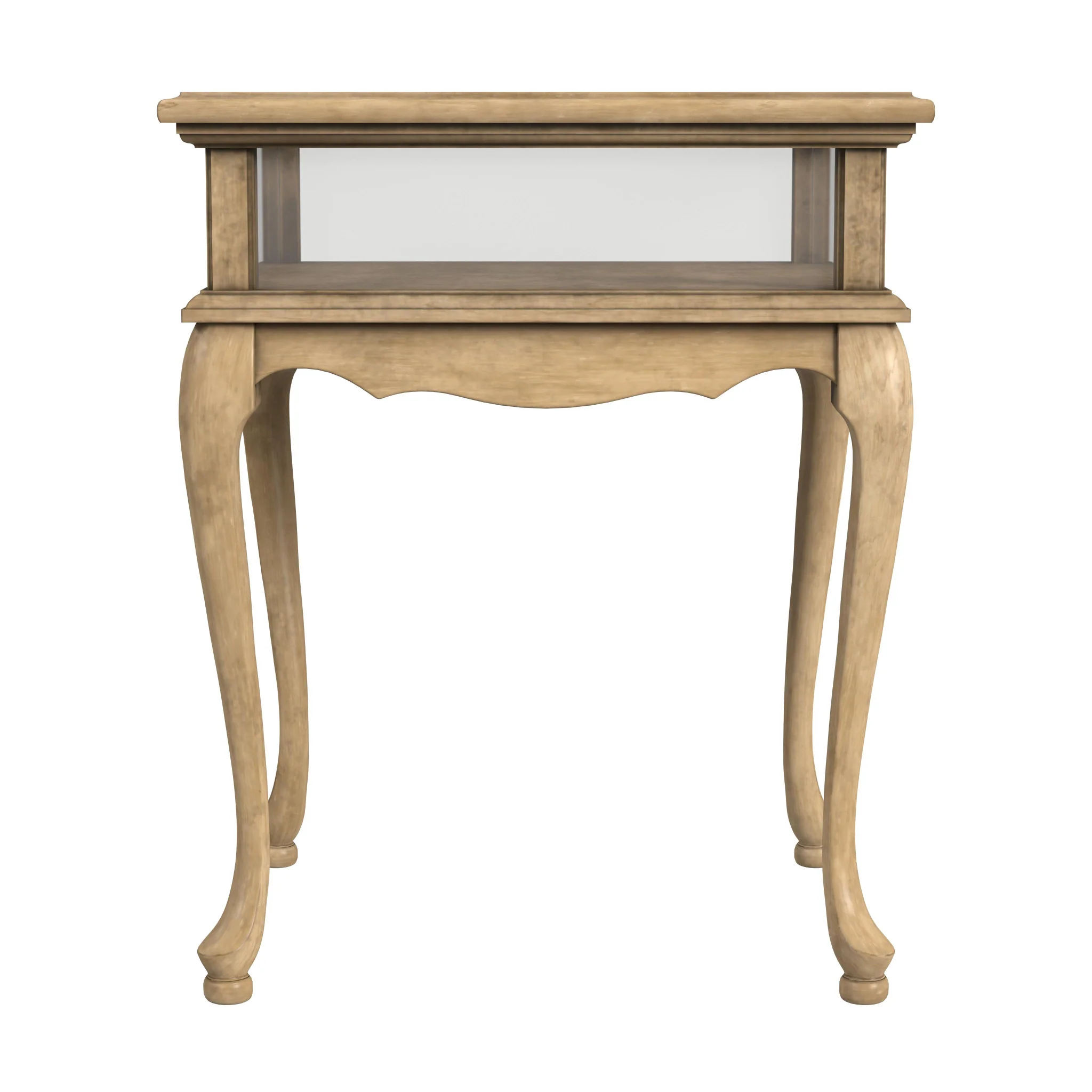 Beige Distressed Glass And Solid Wood End Table By Homeroots - Image 2