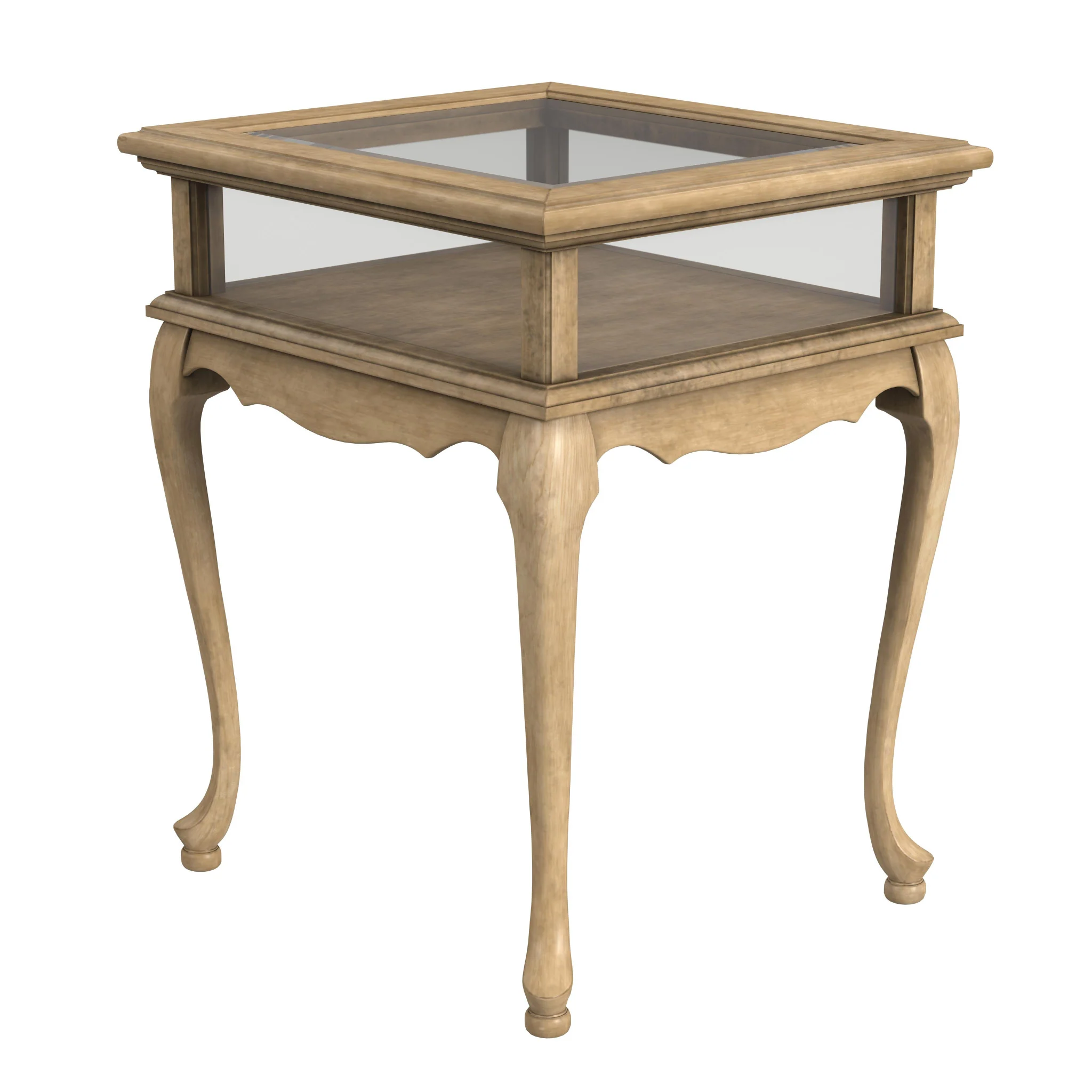 Beige Distressed Glass And Solid Wood End Table By Homeroots - Image 4