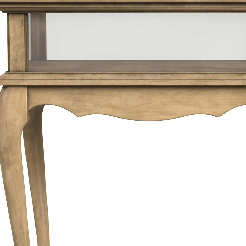Beige Distressed Glass And Solid Wood End Table By Homeroots - Image 6
