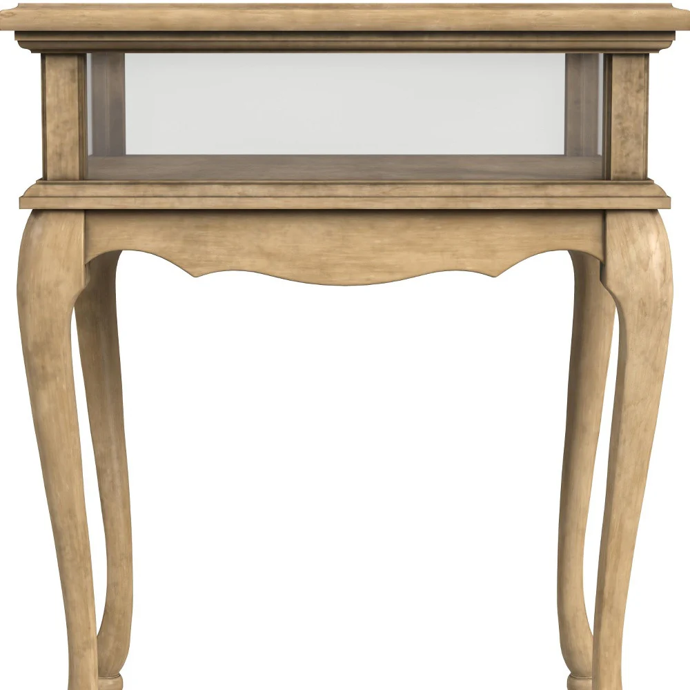 Beige Distressed Glass And Solid Wood End Table By Homeroots - Image 7