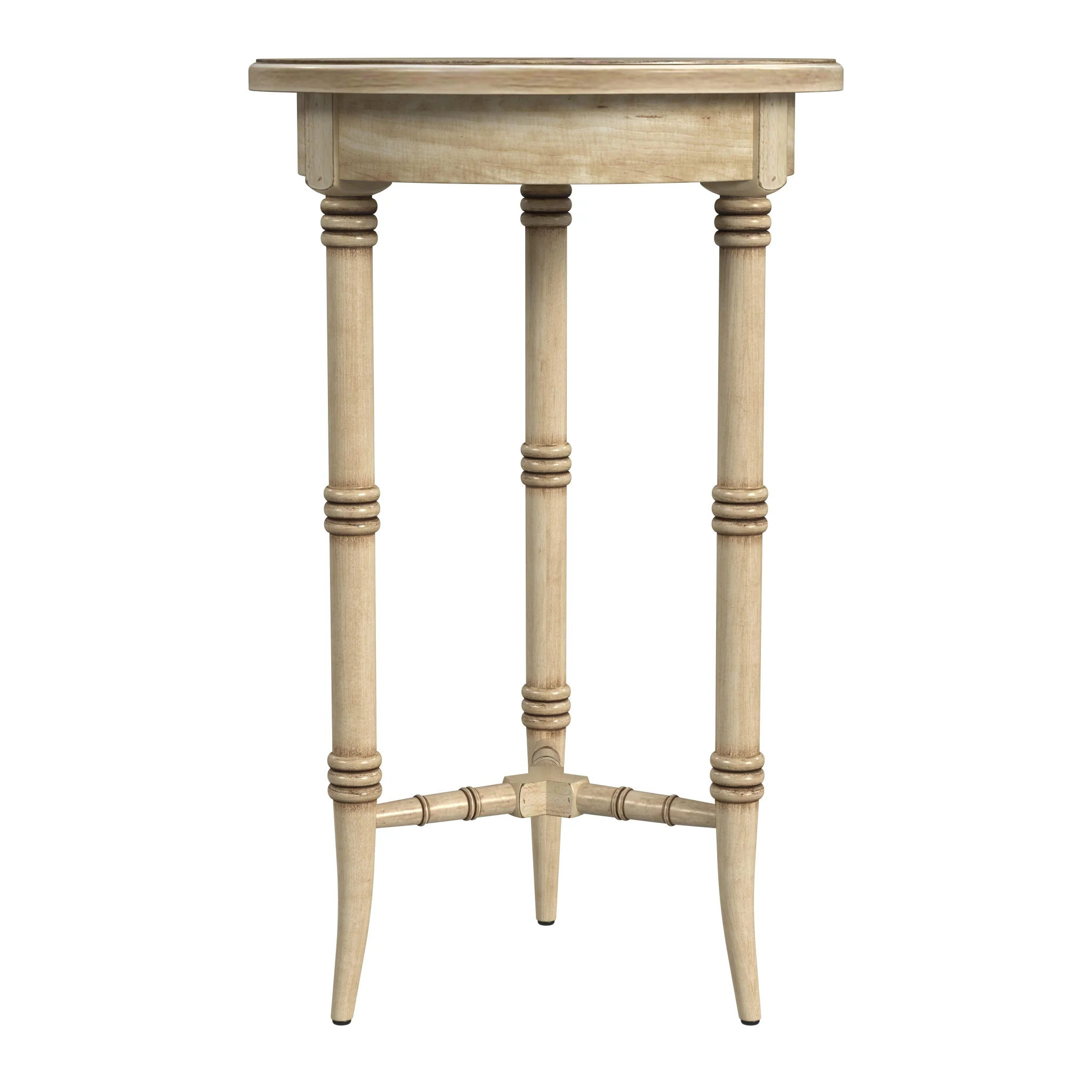 Beige Distressed Wood Round End Table By Homeroots - Image 2