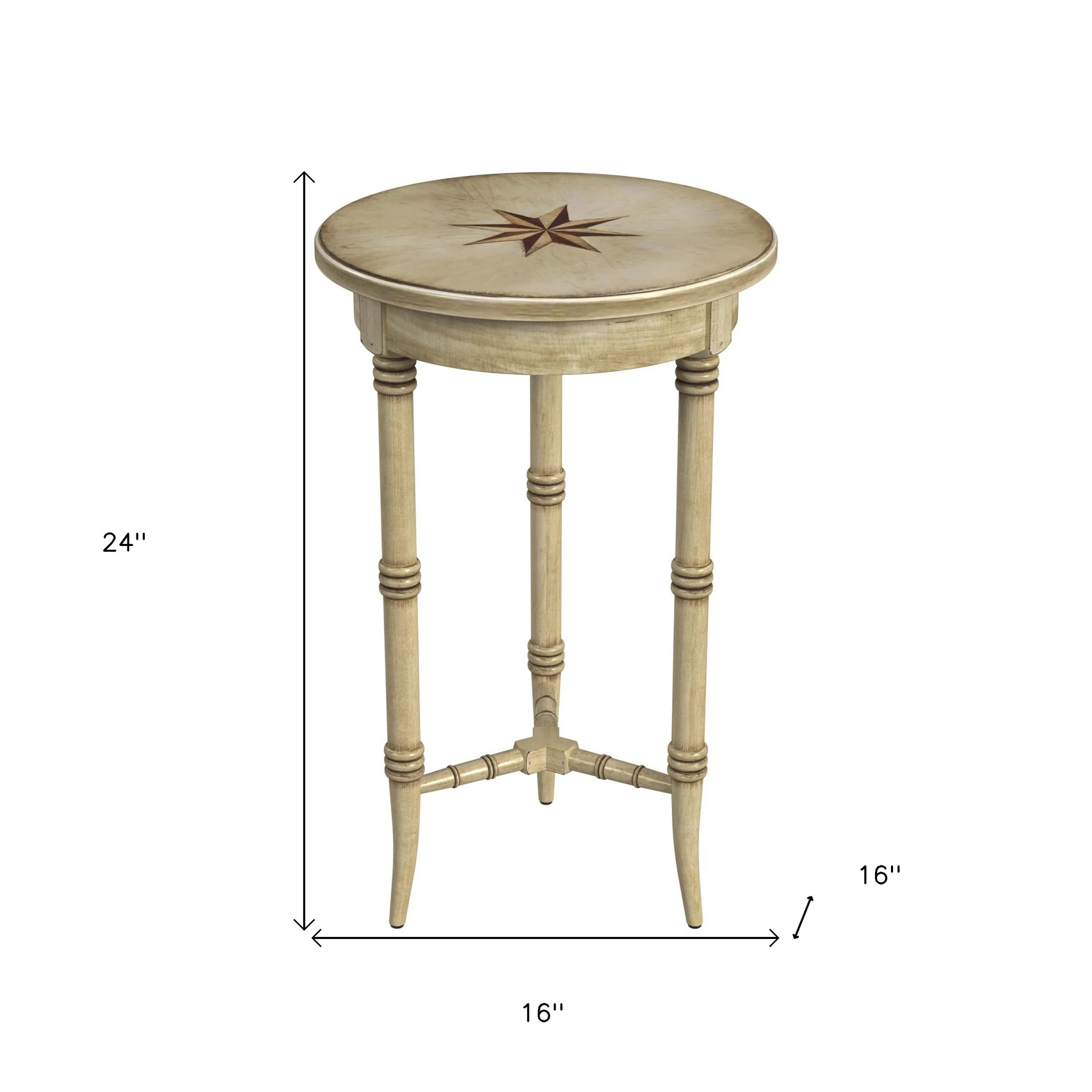 Beige Distressed Wood Round End Table By Homeroots - Image 7