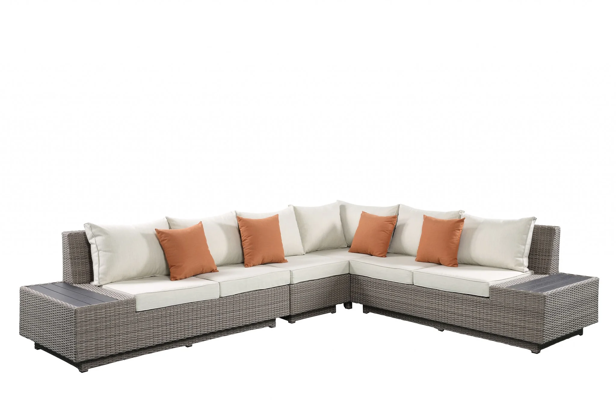 Beige Fabric And Gray Wicker Patio Sectional Sofa Set By Homeroots - Image 3