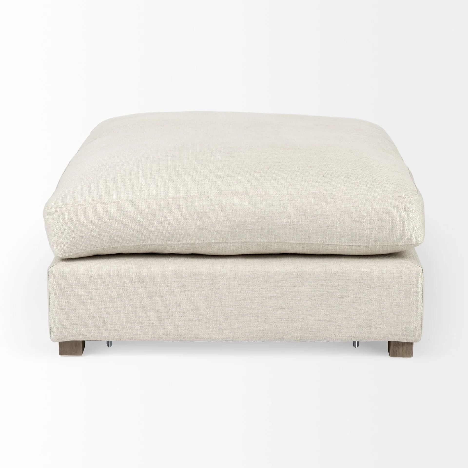 Beige Fabric Covered Full Size Ottoman By Homeroots - Image 3