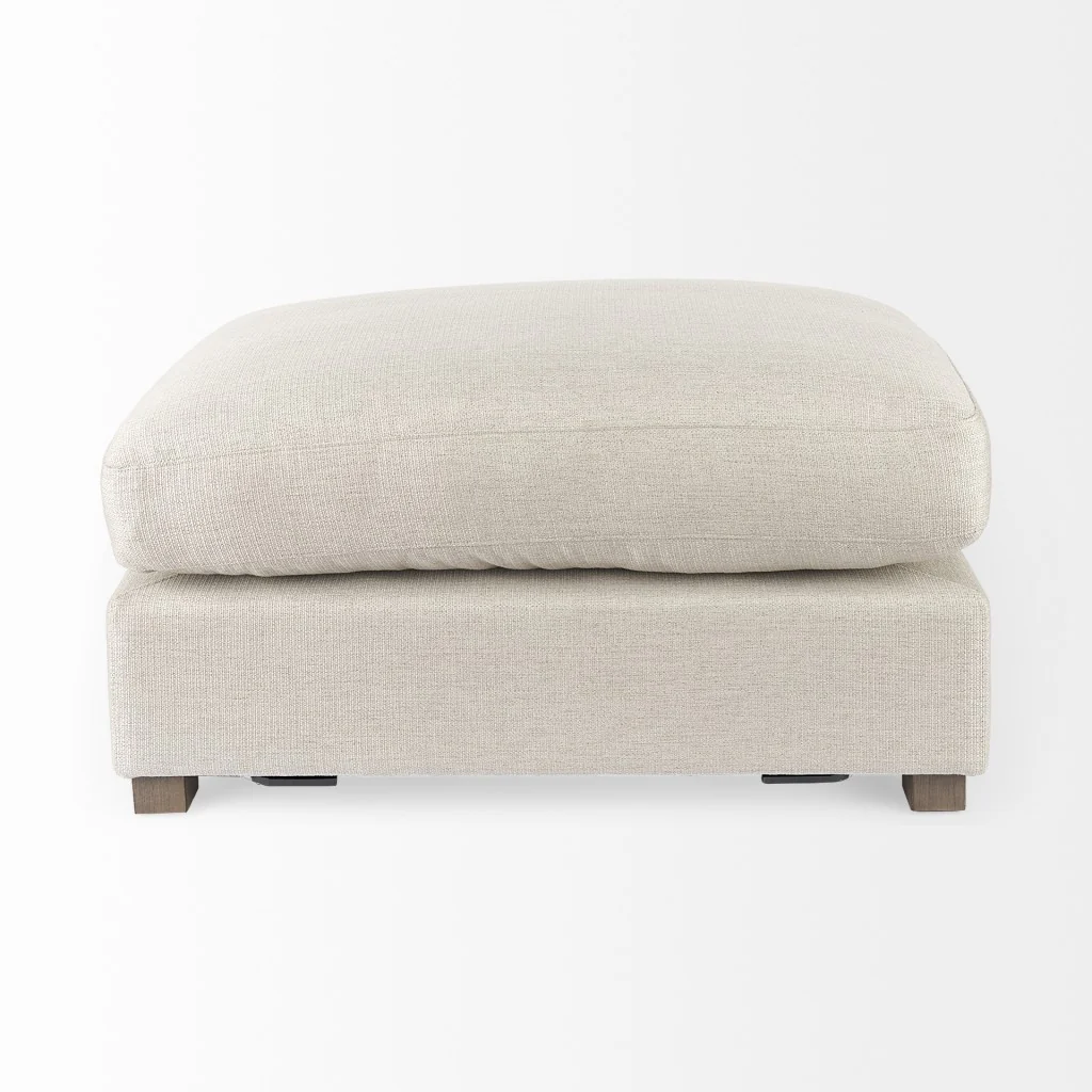 Beige Fabric Covered Half Ottoman By Homeroots - Image 3