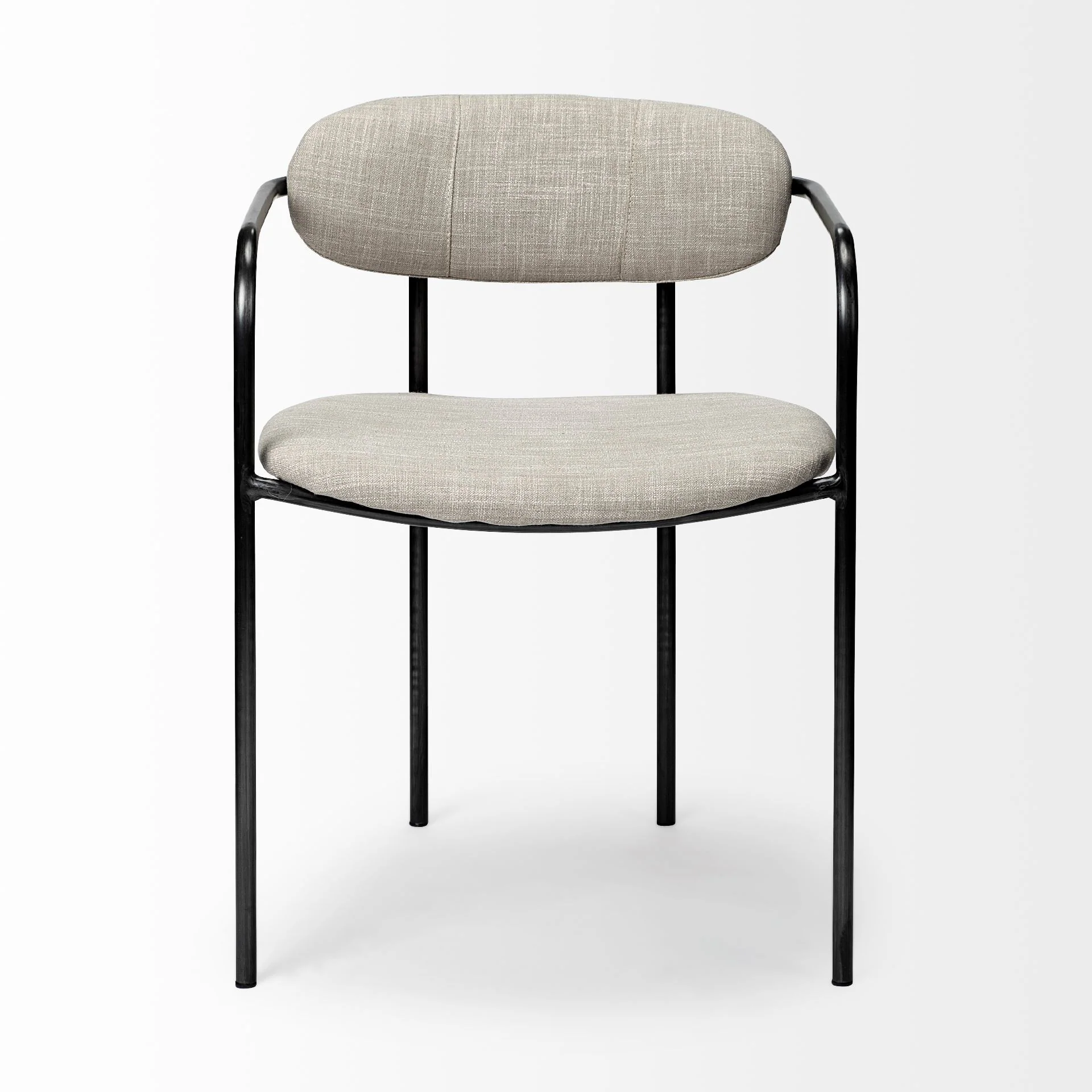 Beige Fabric Seat With Gun Metal Grey Iron Frame Dining Chair By Homeroots - Image 2