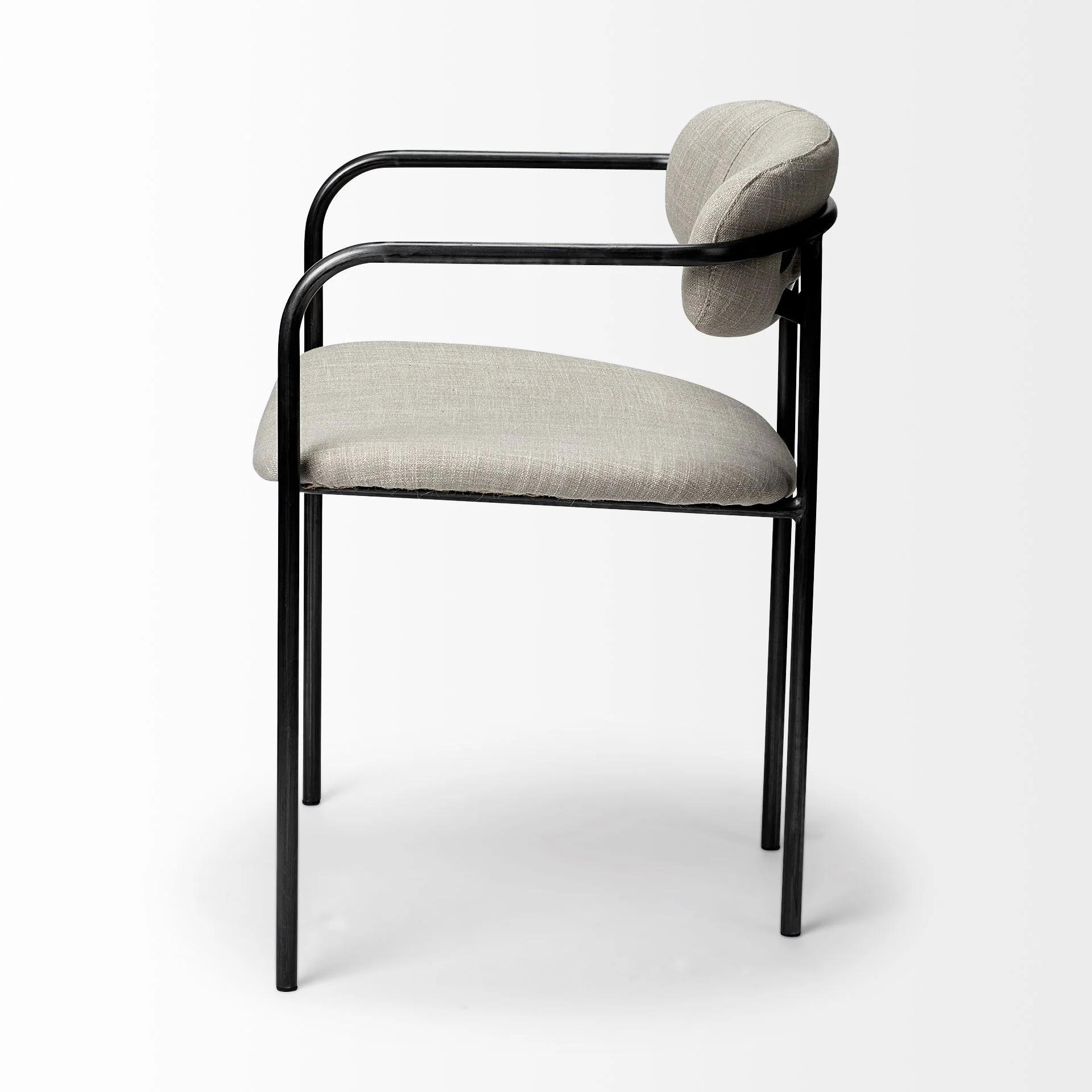 Beige Fabric Seat With Gun Metal Grey Iron Frame Dining Chair By Homeroots - Image 3
