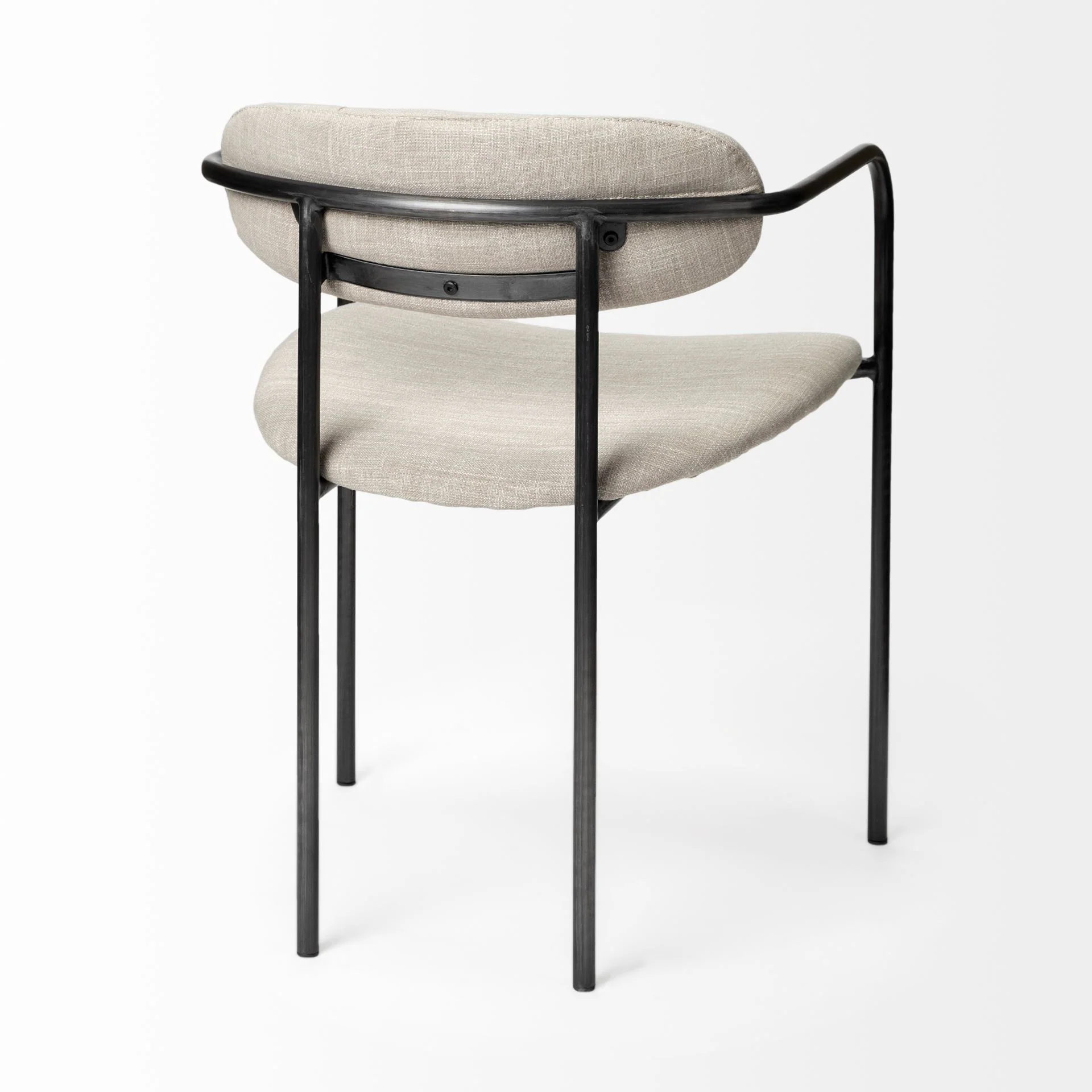 Beige Fabric Seat With Gun Metal Grey Iron Frame Dining Chair By Homeroots - Image 5