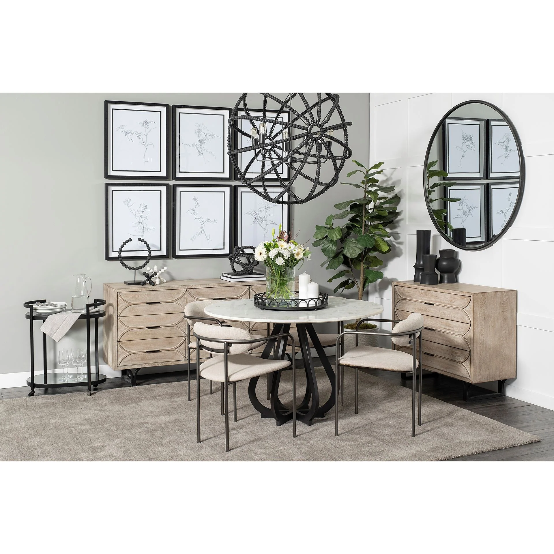 Beige Fabric Seat With Gun Metal Grey Iron Frame Dining Chair By Homeroots - Image 8