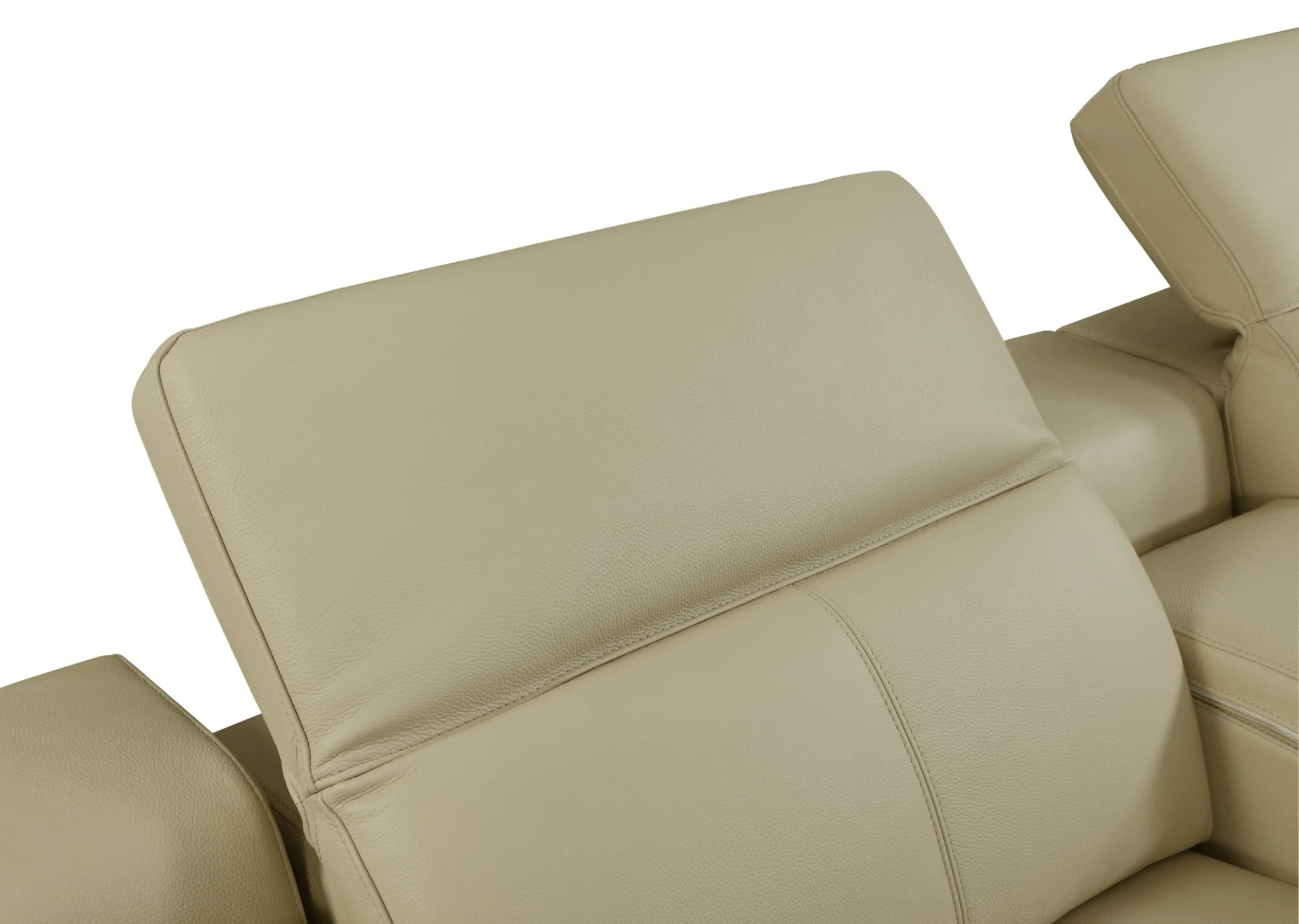 Beige Italian Leather Power Reclining L Shaped Seven Piece Corner Sectional With Console By Homeroots - Image 7