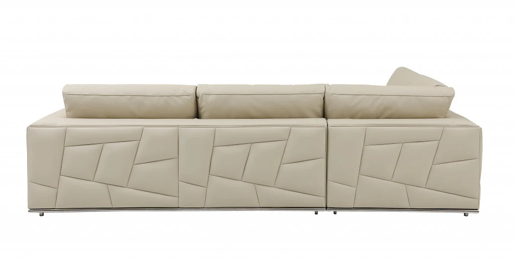Beige Italian Leather Reclining L Shaped Two Piece Corner Sectional By Homeroots - Image 3