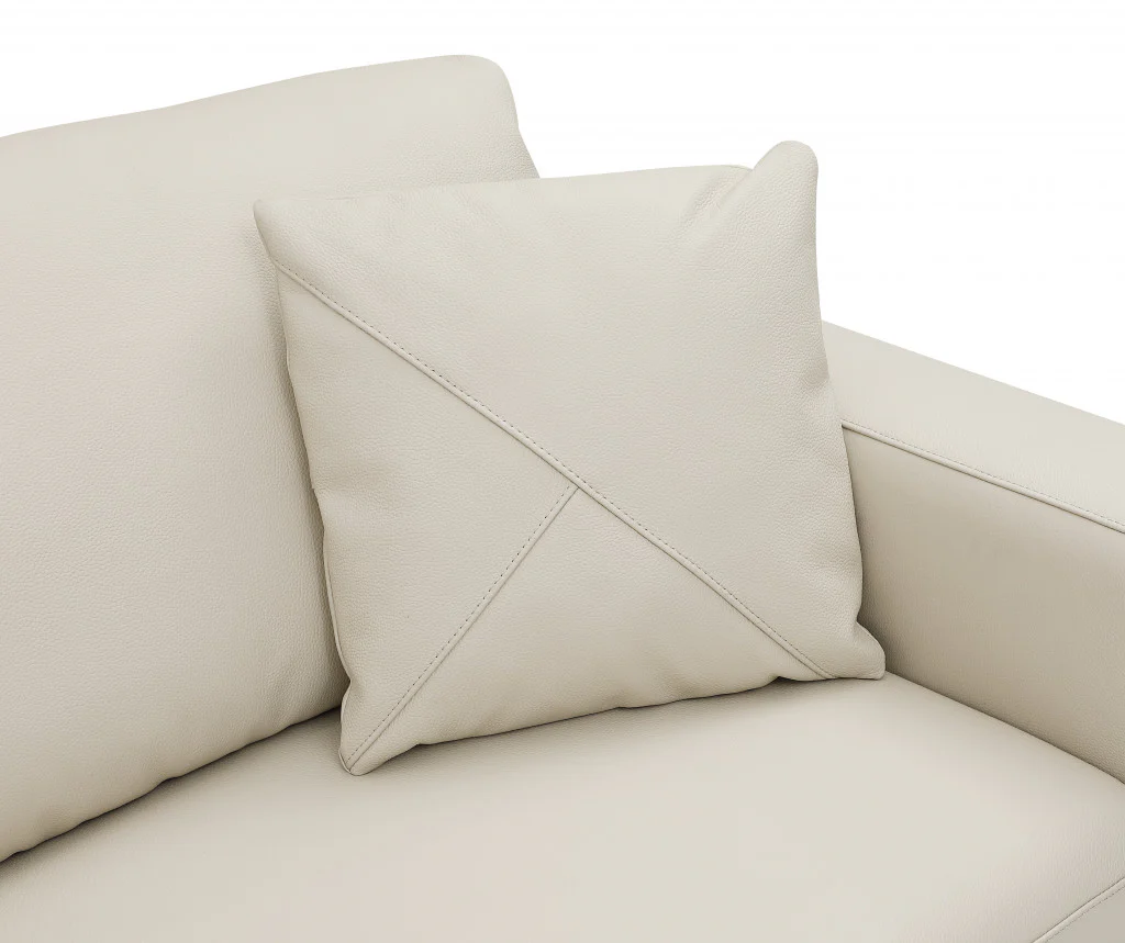 Beige Italian Leather Reclining L Shaped Two Piece Corner Sectional By Homeroots - Image 4