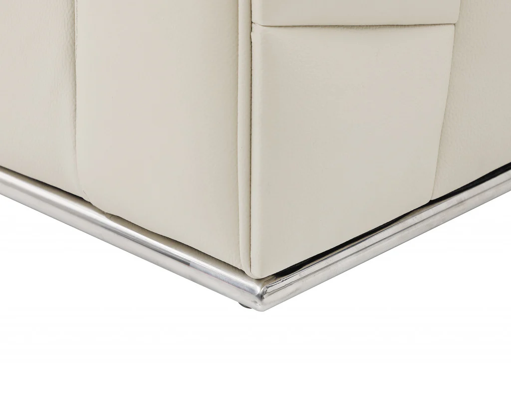 Beige Italian Leather Reclining L Shaped Two Piece Corner Sectional By Homeroots - Image 5
