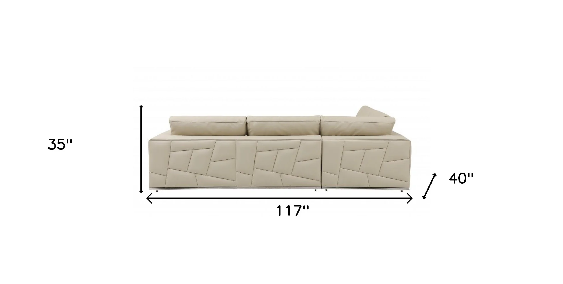 Beige Italian Leather Reclining L Shaped Two Piece Corner Sectional By Homeroots - Image 6