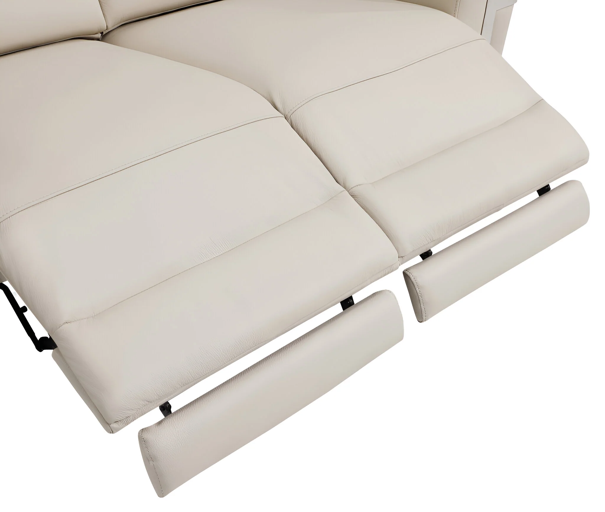 Beige Italian Leather USB Reclining Sofa With Silver Legs By Homeroots - Image 3