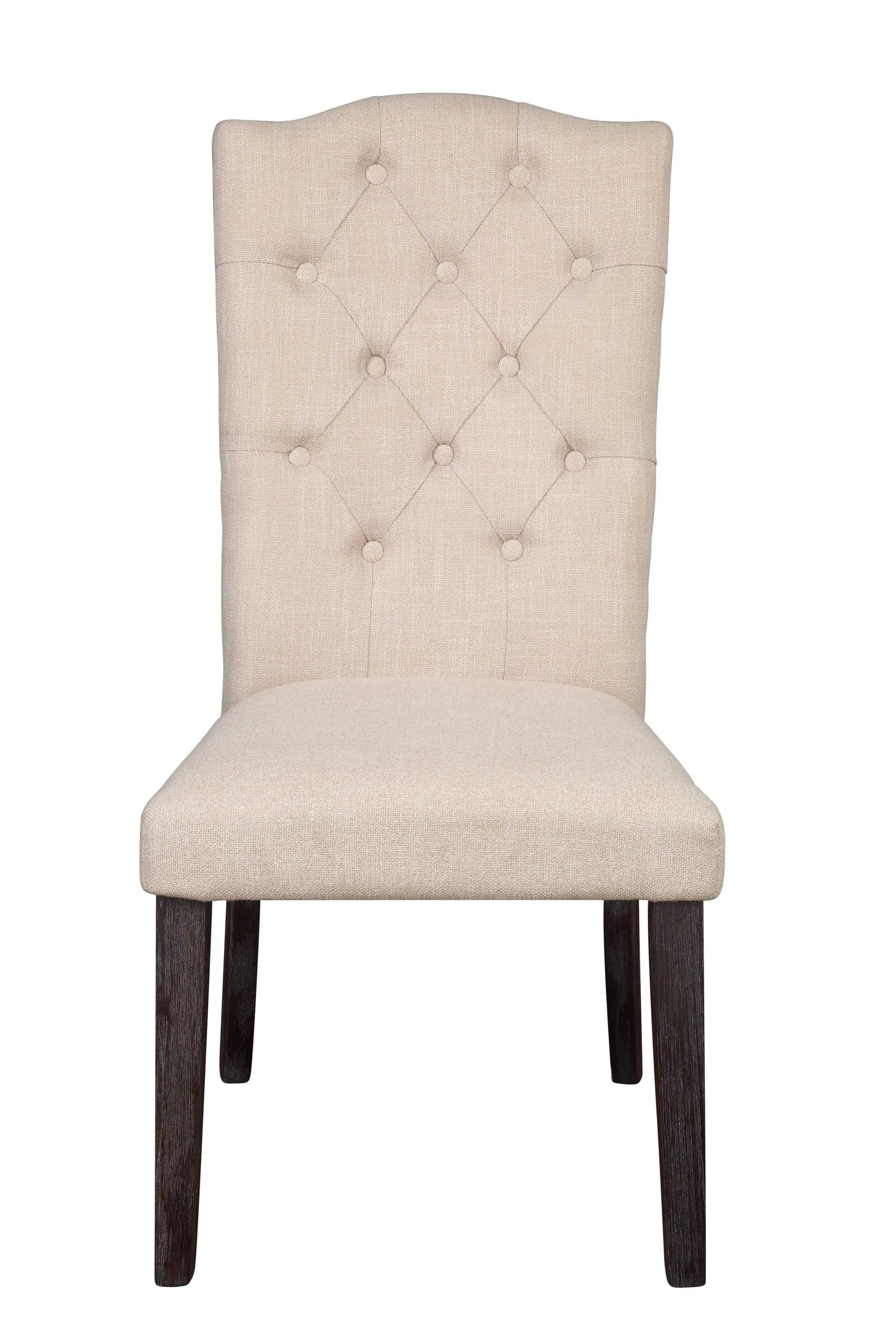 Beige Linen Upholstery And Weathered Espresso Wood Side Chair Set Of 2 By Homeroots - Image 2