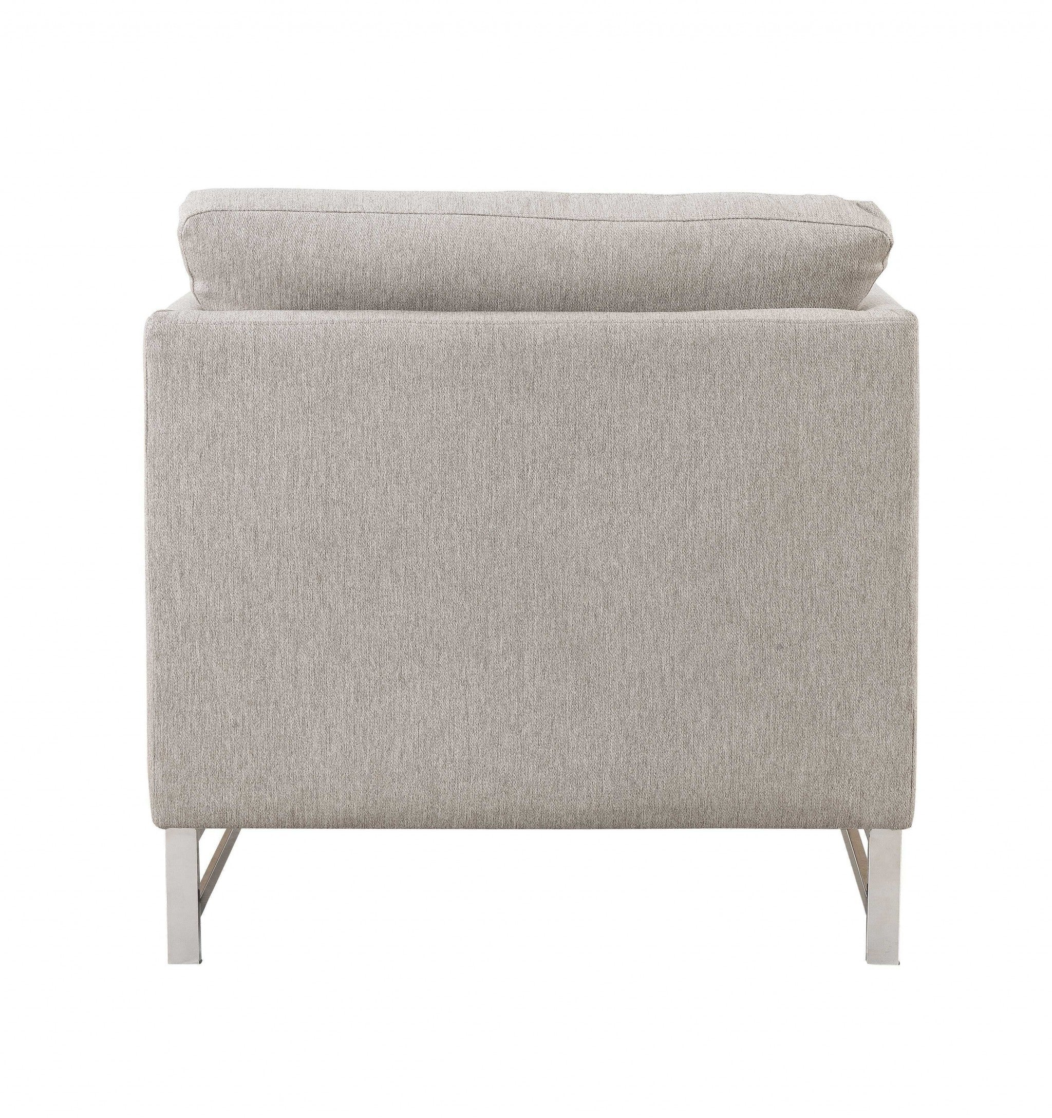 Beige Linen Upholstery Metal Leg Chair By Homeroots - Image 3