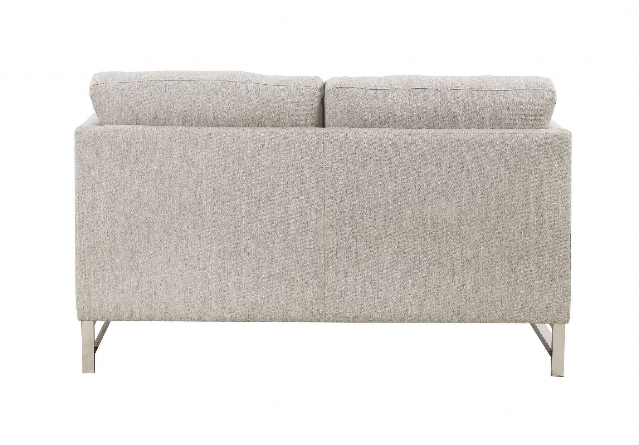 Beige Linen Upholstery Metal Leg Loveseat w Pillows By Homeroots - Image 2