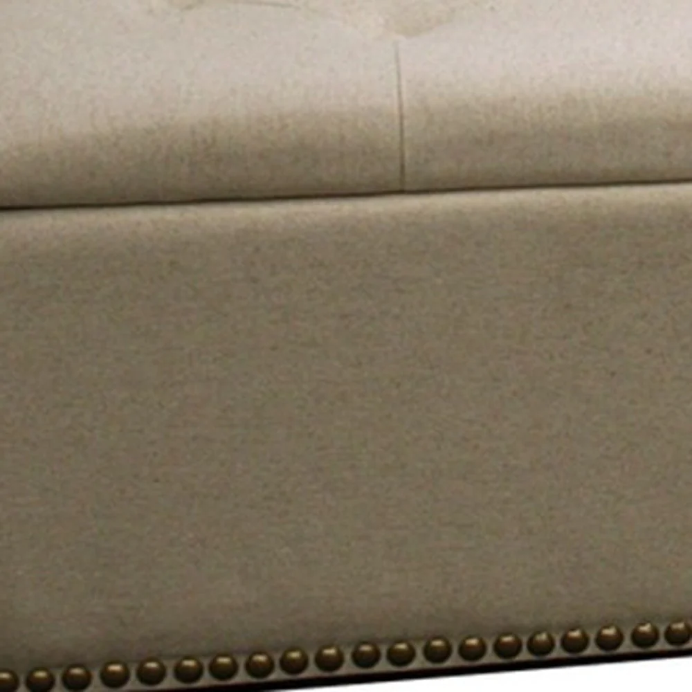Beige Nailhead Storage Bench Ottoman Four Piece Set By Homeroots - Image 5