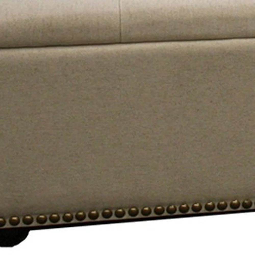 Beige Nailhead Storage Bench Ottoman Four Piece Set By Homeroots - Image 8