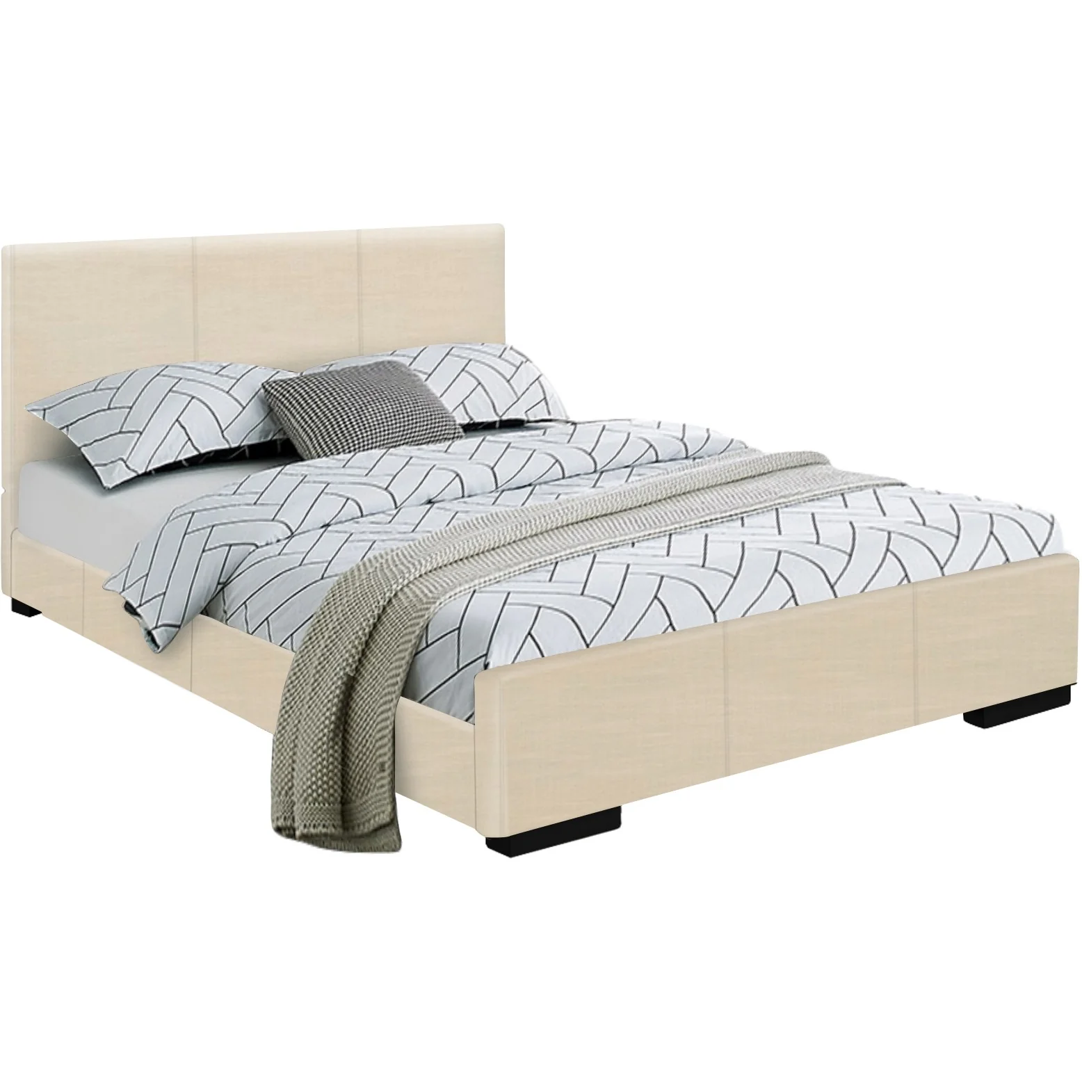 Beige Platform Full Bed By Homeroots - Image 2