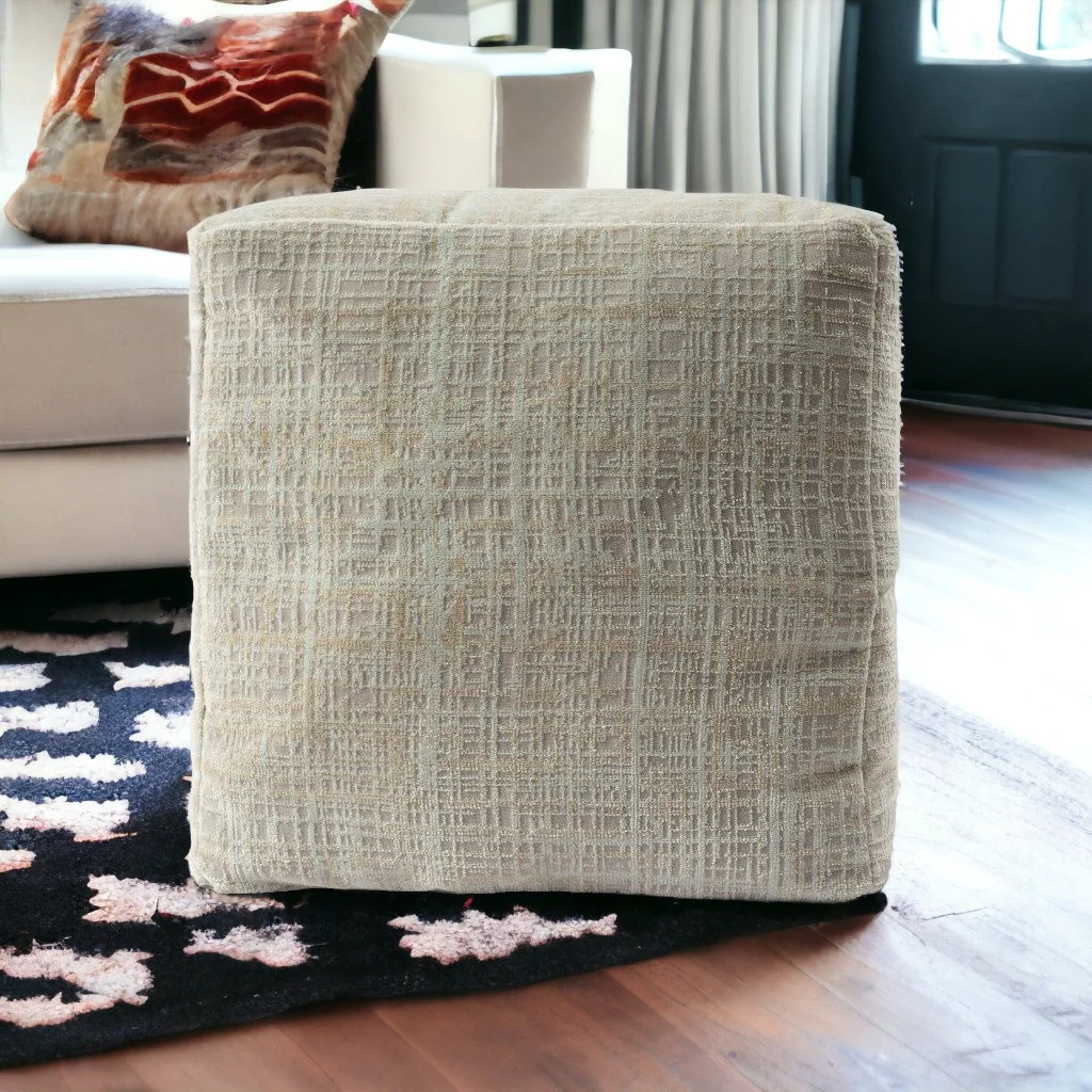 Beige Polyester Blend Ottoman By Homeroots - Image 4