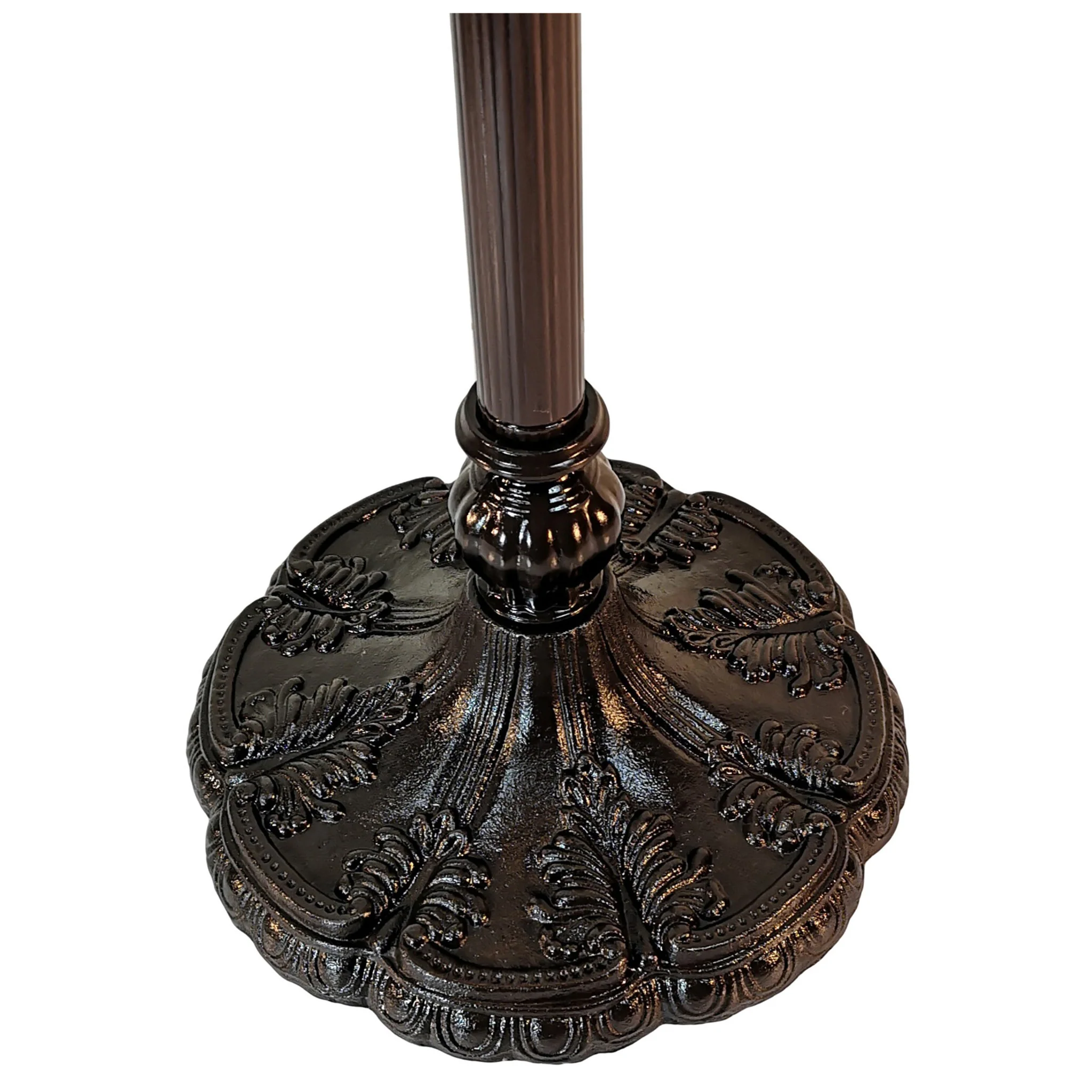 Beige Torchiere Floor Lamp With Red And White Flowers Glass Dome Shade By Homeroots - Image 3