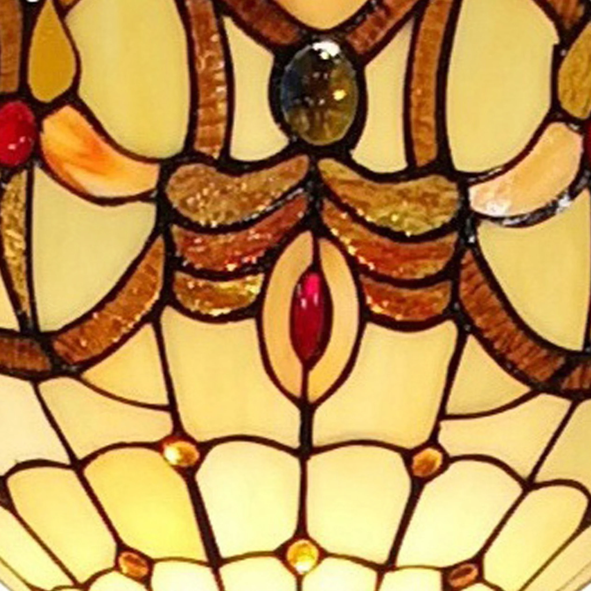 Beige Torchiere Floor Lamp With Red And White Flowers Glass Dome Shade By Homeroots - Image 7