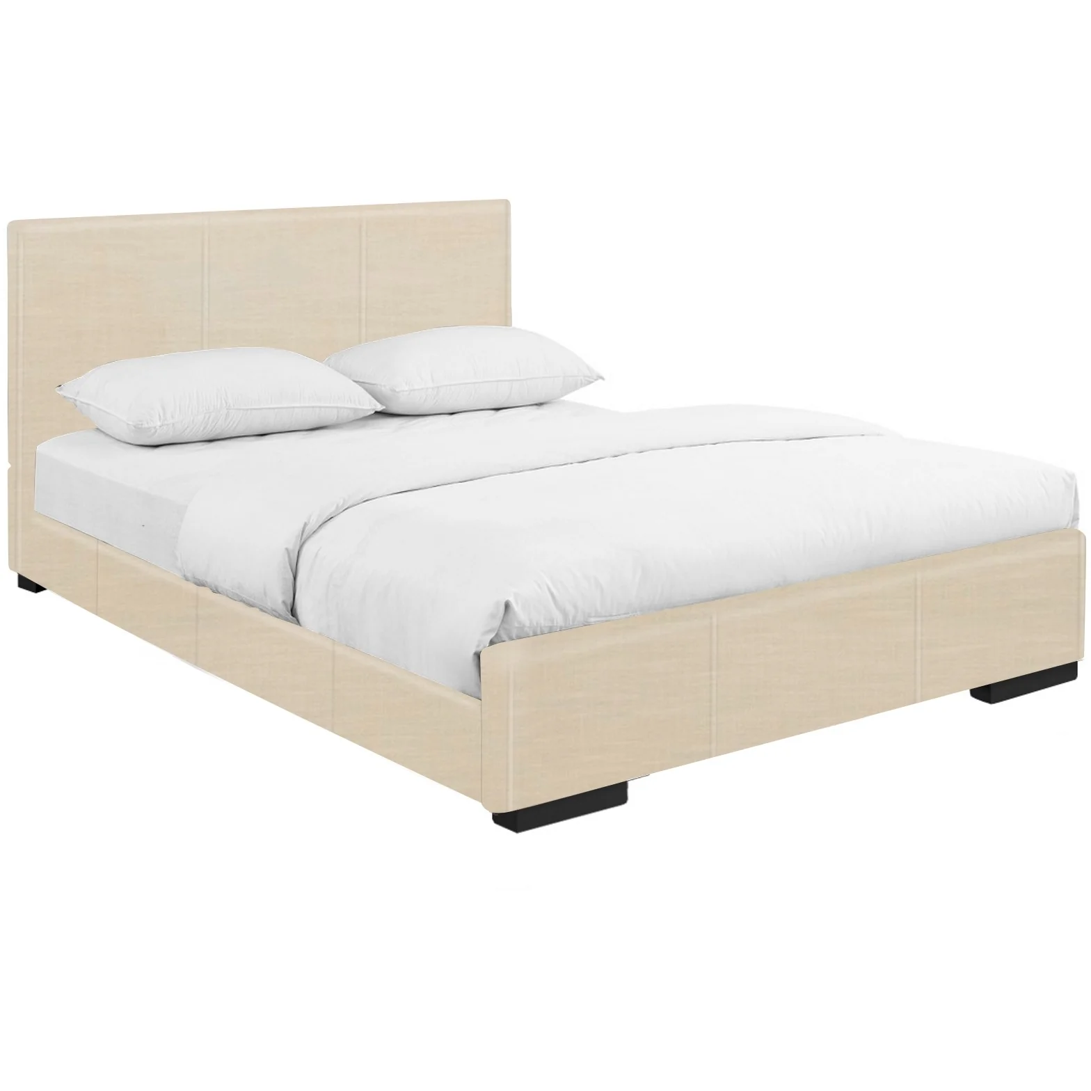 Beige Upholstered Queen Platform Bed By Homeroots - Image 3