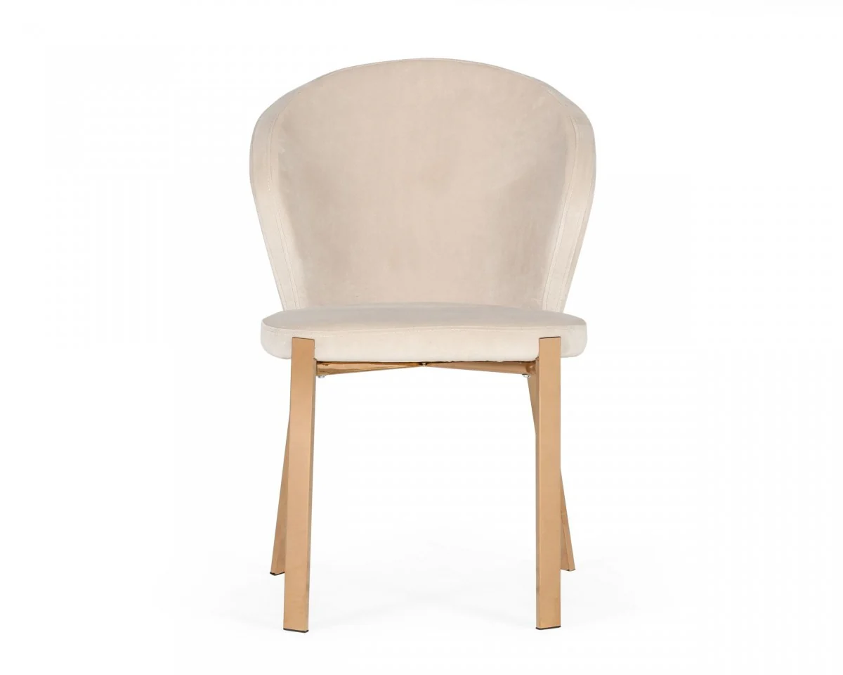 Beige Velvet Rosegold Dining Chair By Homeroots - Image 3