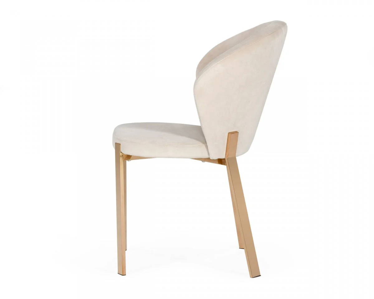 Beige Velvet Rosegold Dining Chair By Homeroots - Image 4