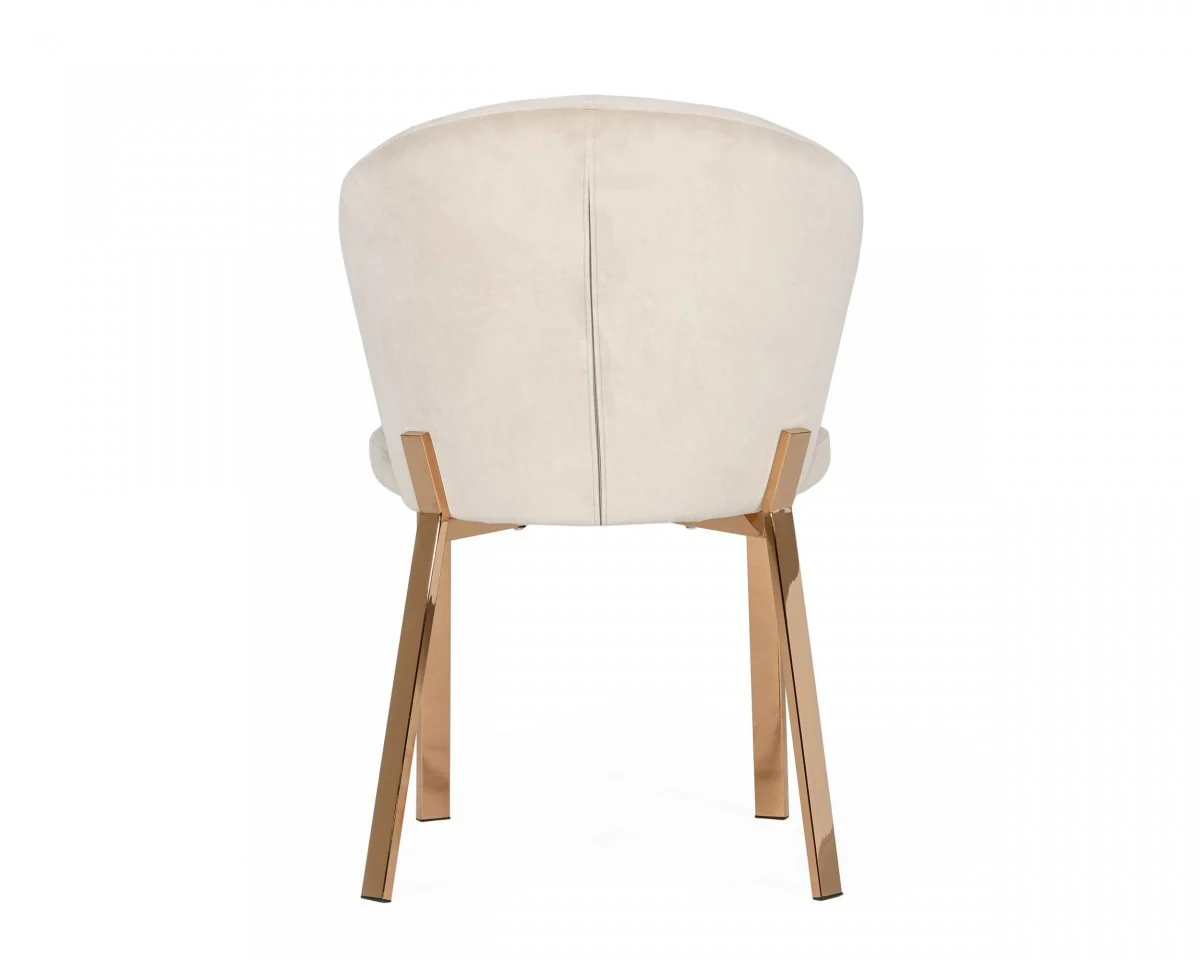 Beige Velvet Rosegold Dining Chair By Homeroots - Image 5
