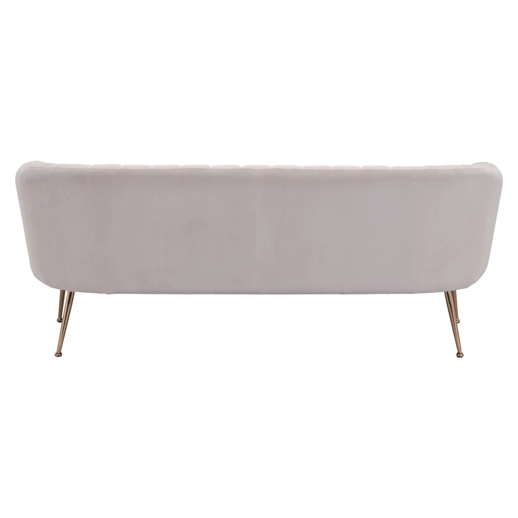 Beige Velvet Sofa With Gold Legs By Homeroots - Image 4