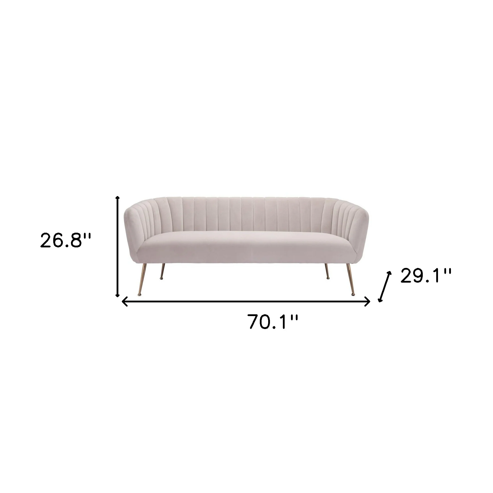 Beige Velvet Sofa With Gold Legs By Homeroots - Image 8