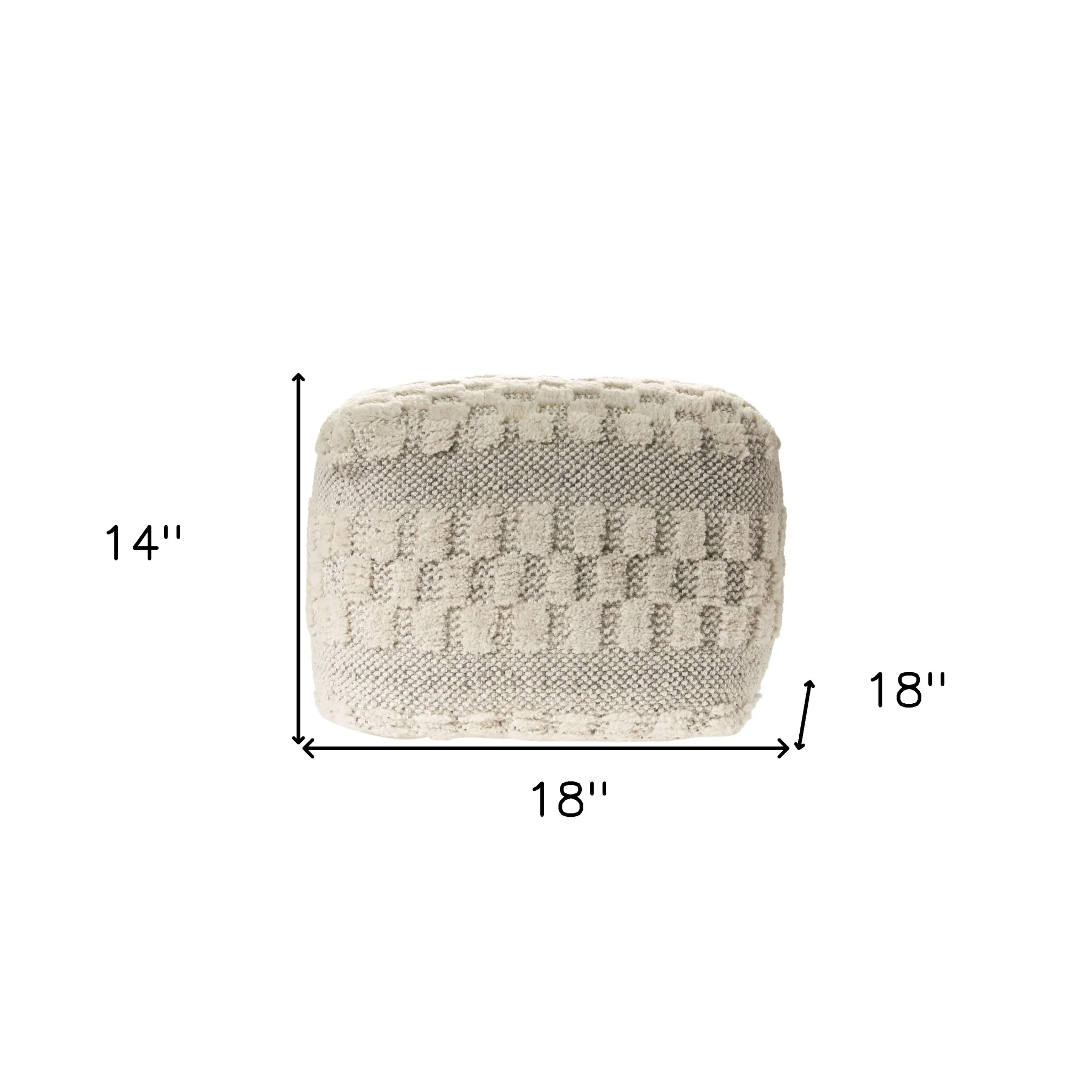 Beige Wool Ottoman By Homeroots - Image 4