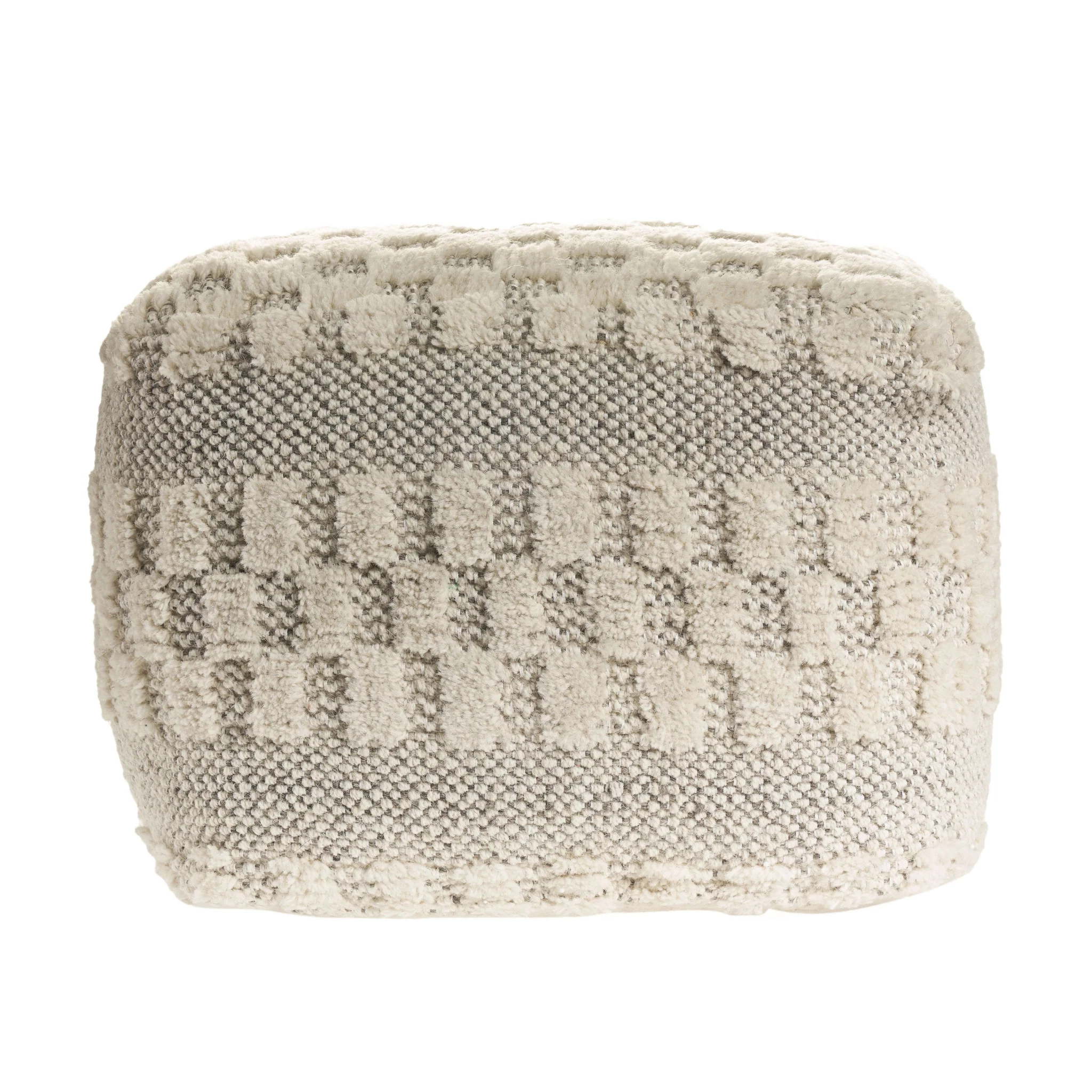 Beige Wool Ottoman By Homeroots - Image 8