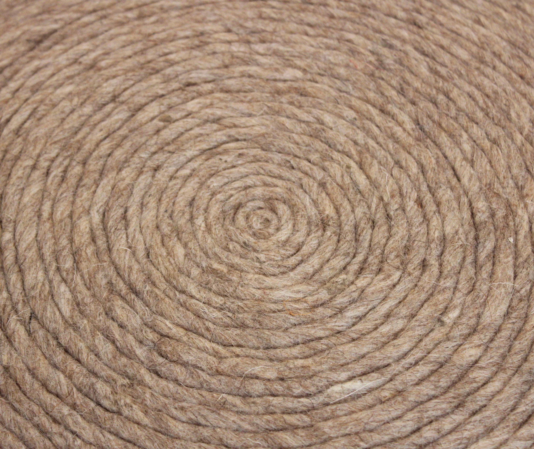 Beige Wool Round Ribbed Pouf Ottoman By Homeroots - Image 6