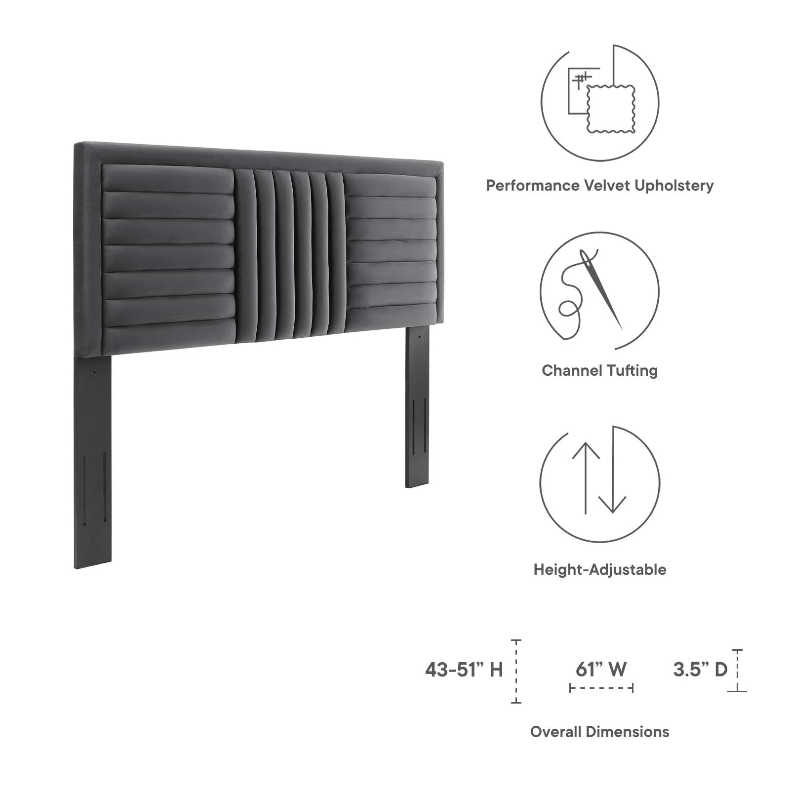 Believe Channel Tufted Performance Velvet Full/Queen Headboard By Modway - MOD-6665 - Image 6