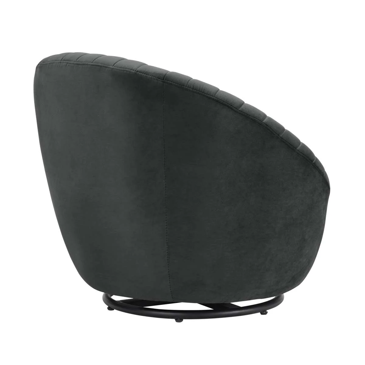Bella Biege Velvet Swivel Accent Chair with Black Base By Armen Living - Image 10