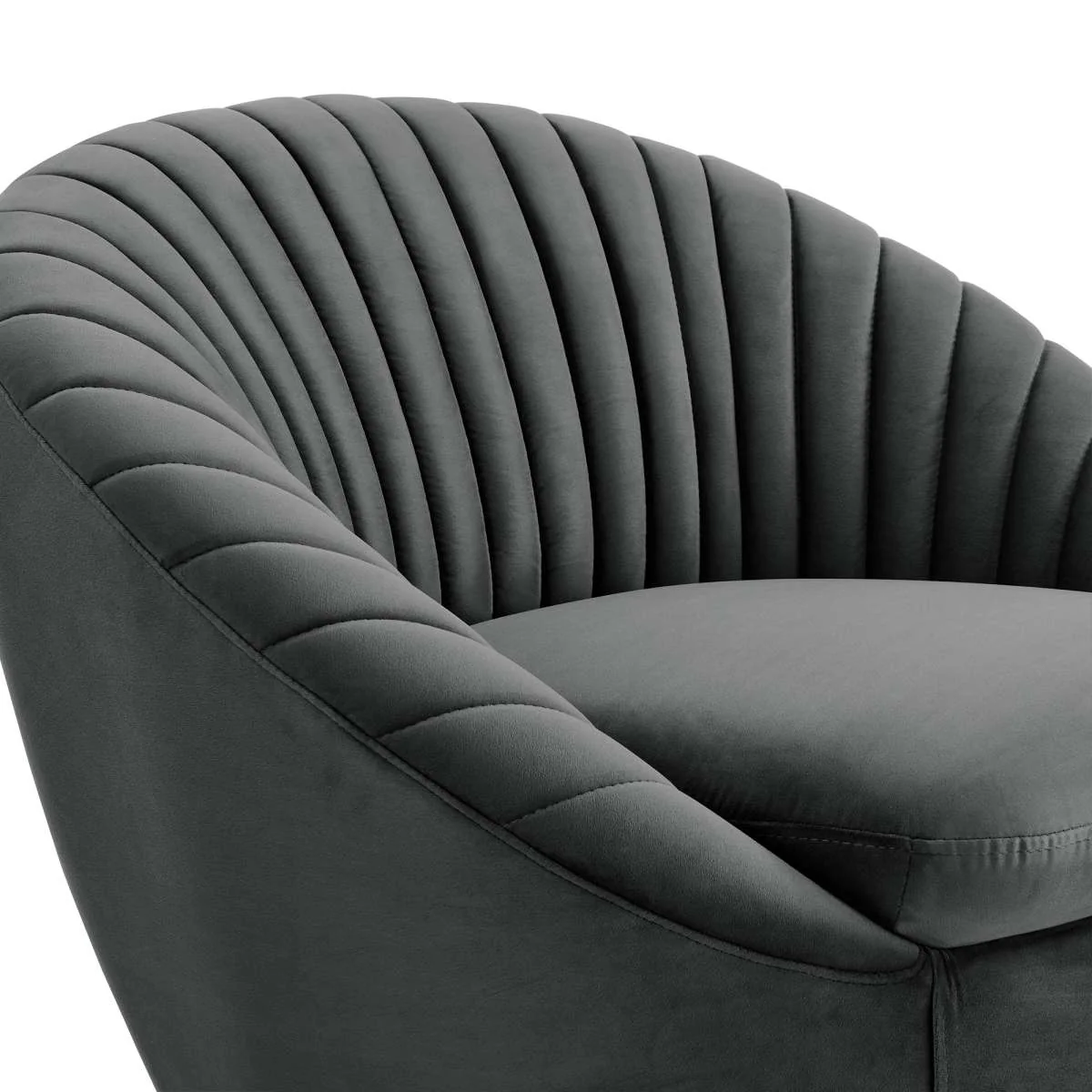 Bella Biege Velvet Swivel Accent Chair with Black Base By Armen Living - Image 11
