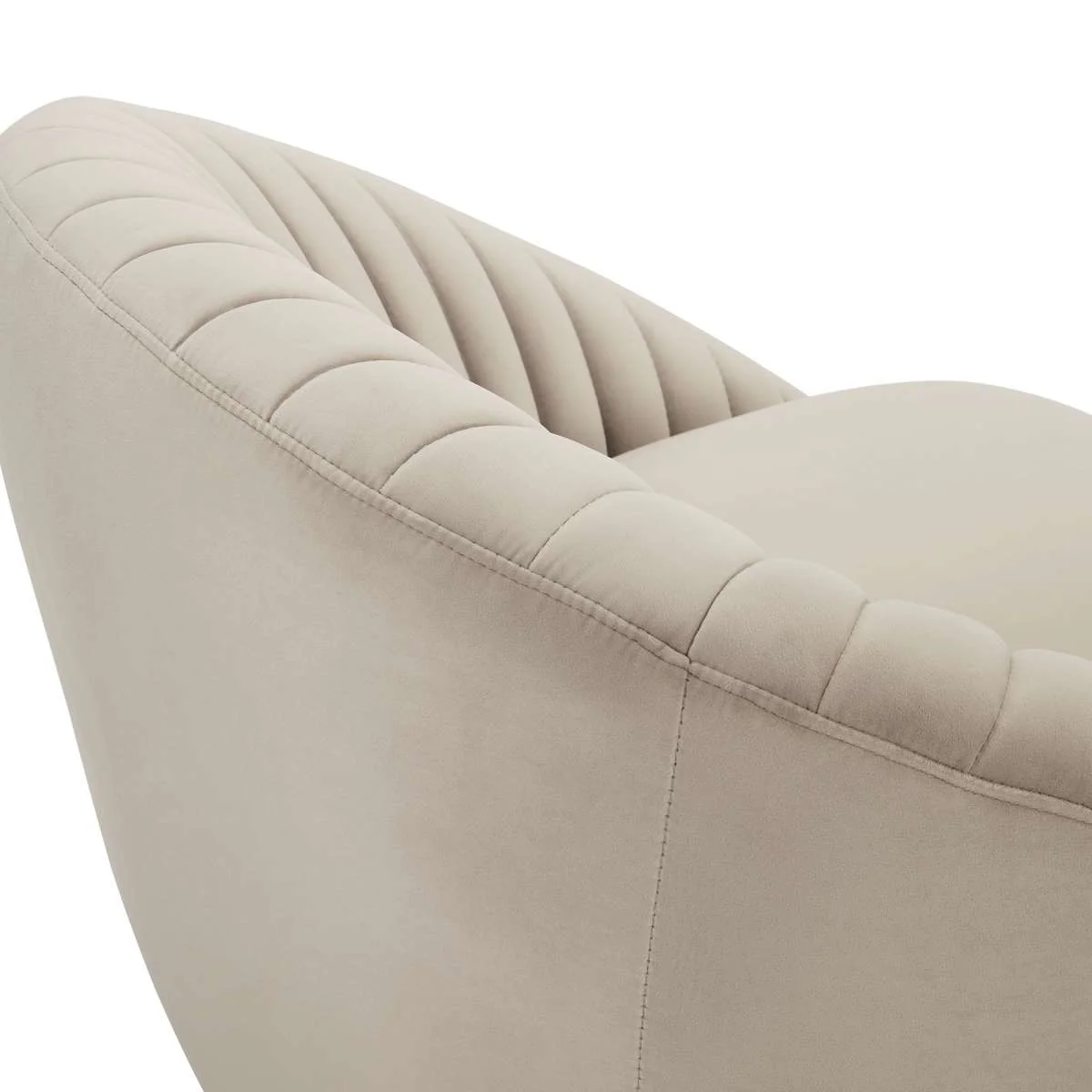 Bella Biege Velvet Swivel Accent Chair with Black Base By Armen Living - Image 2