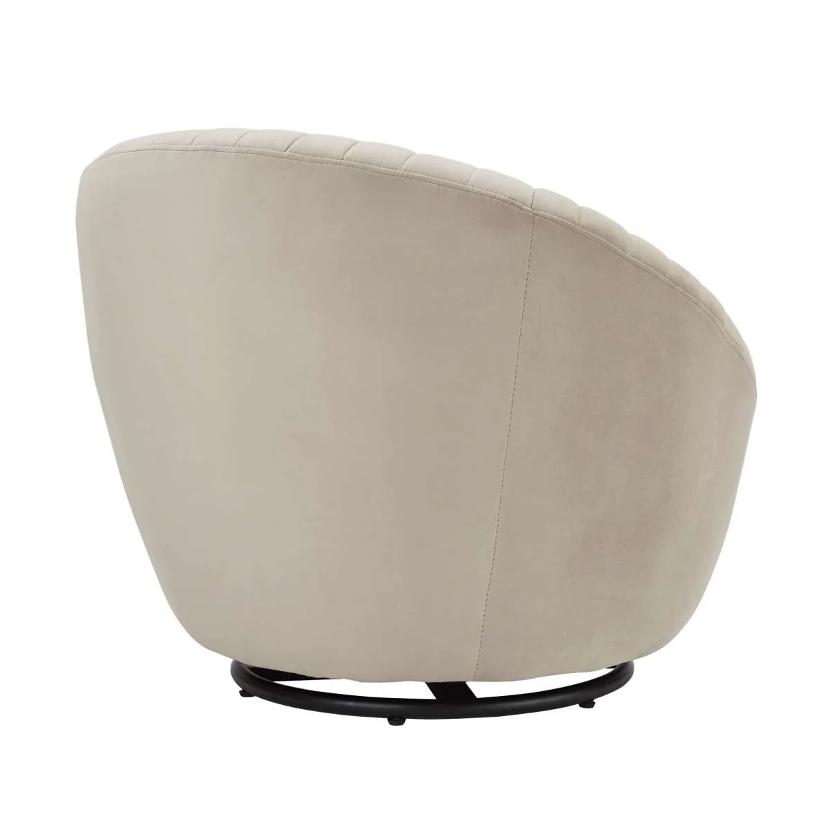 Bella Biege Velvet Swivel Accent Chair with Black Base By Armen Living - Image 6