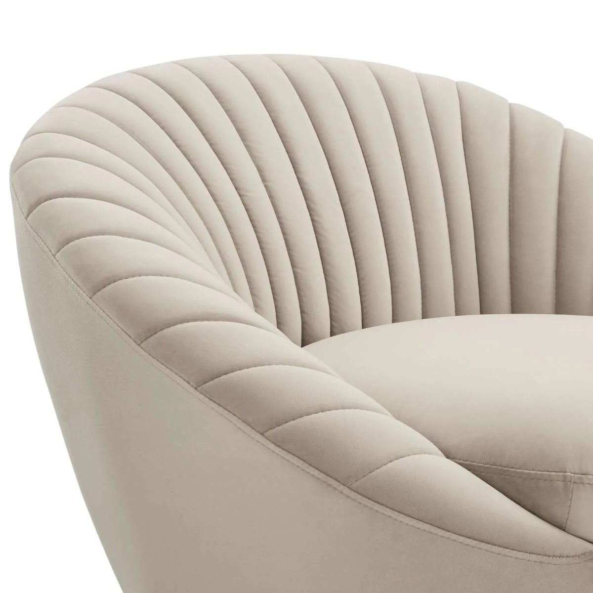Bella Biege Velvet Swivel Accent Chair with Black Base By Armen Living - Image 7